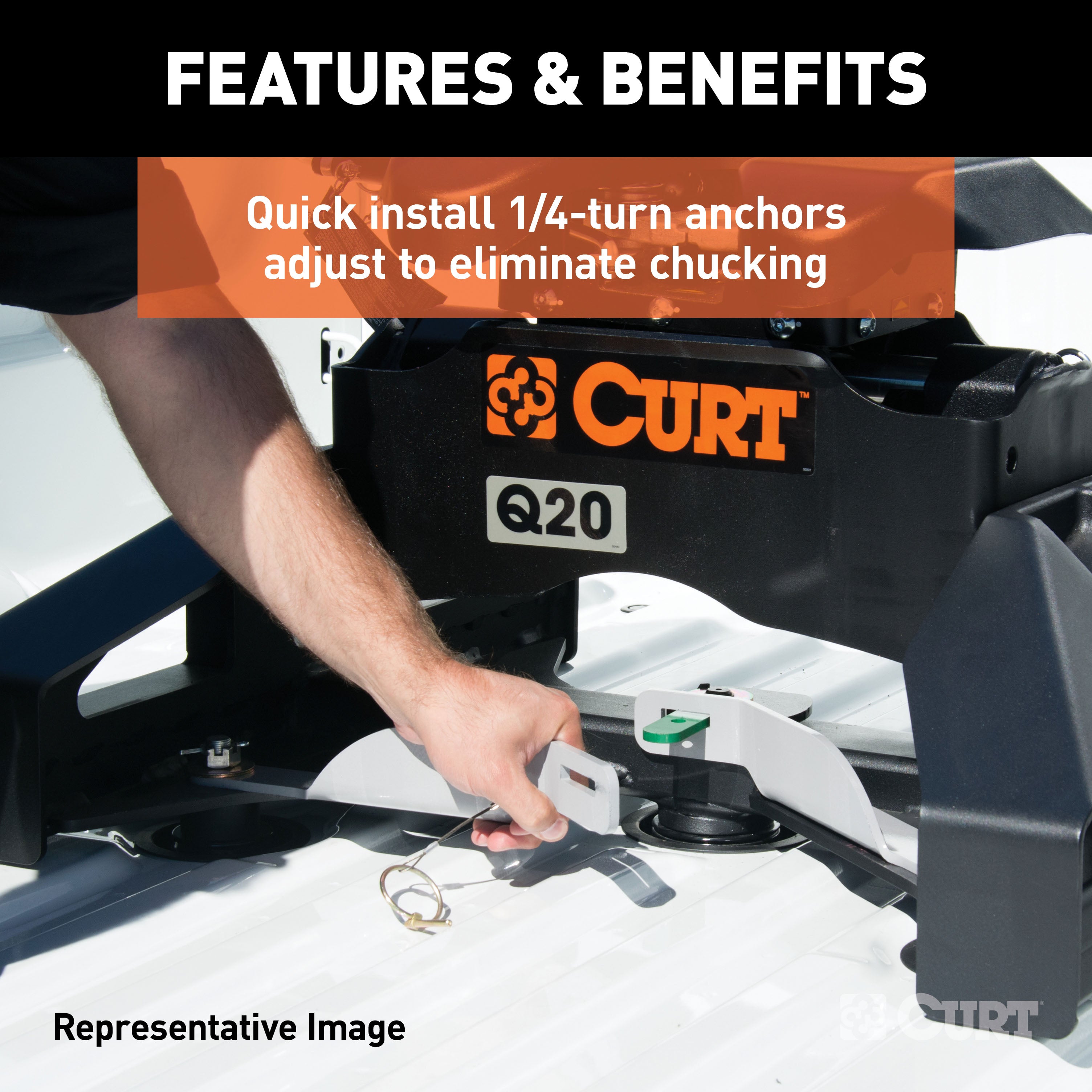 CURT A20 5th Wheel Hitch, 20,000 lbs, Select Nissan Titan XD, 8-Foot Bed Puck System Model 16074