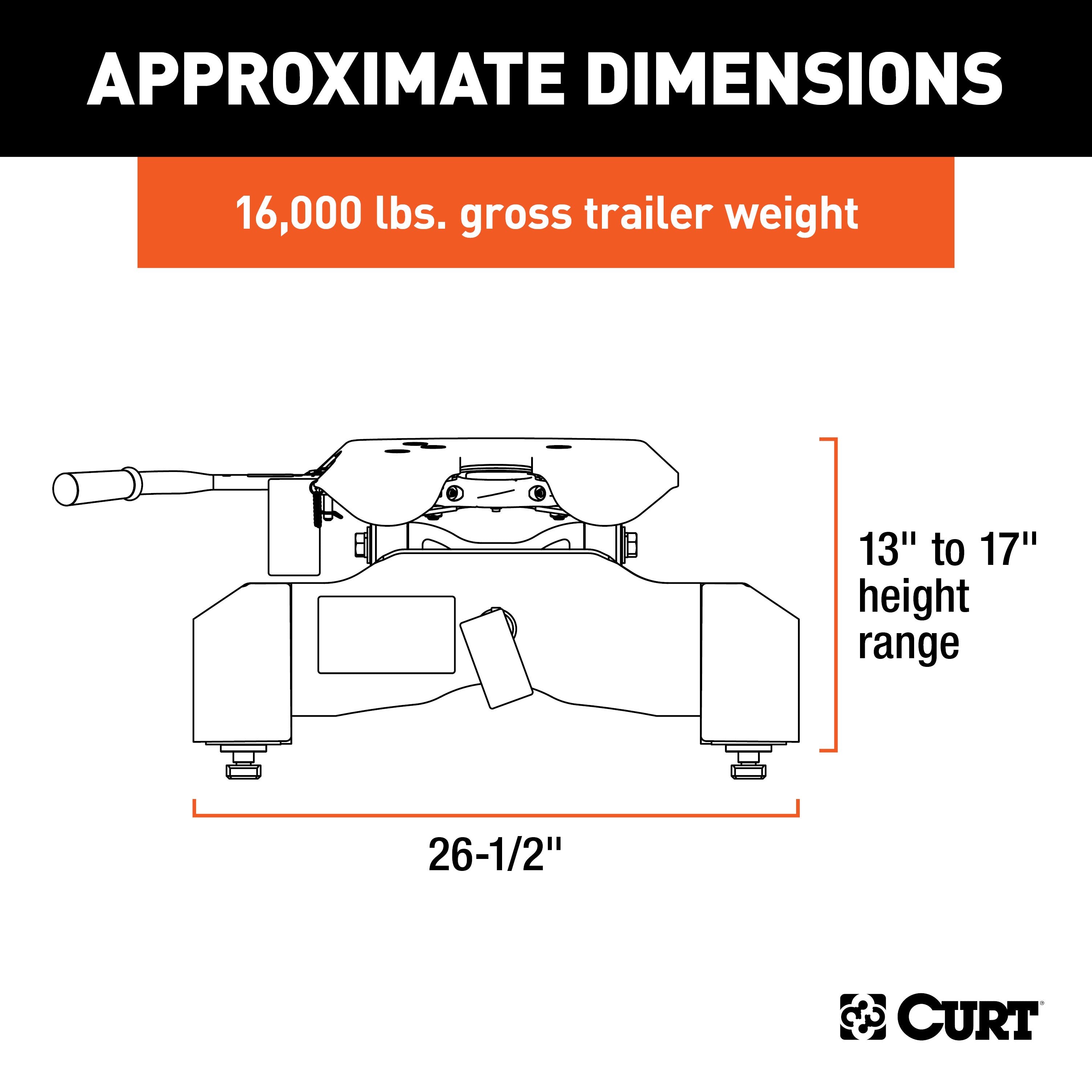 CURT A16 5th Wheel Hitch, 16,000 lbs, Select Chevrolet Silverado, GMC Sierra 2500, 3500 HD, 8-Foot Bed Puck System Model 16091