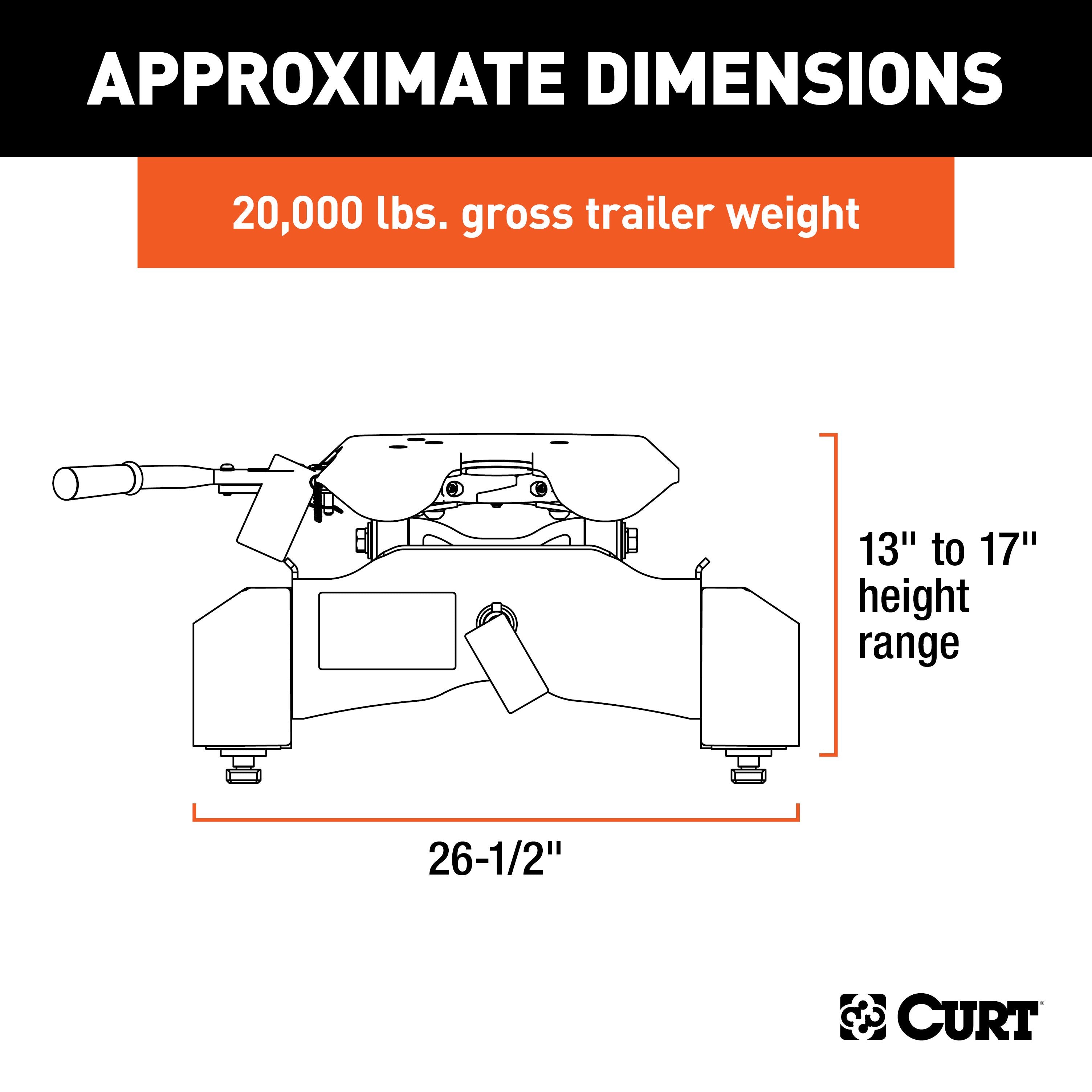 CURT A20 5th Wheel Hitch, 20,000 lbs, Select Chevrolet Silverado, GMC Sierra 2500, 3500 HD, 8-Foot Bed Puck System Model 16092