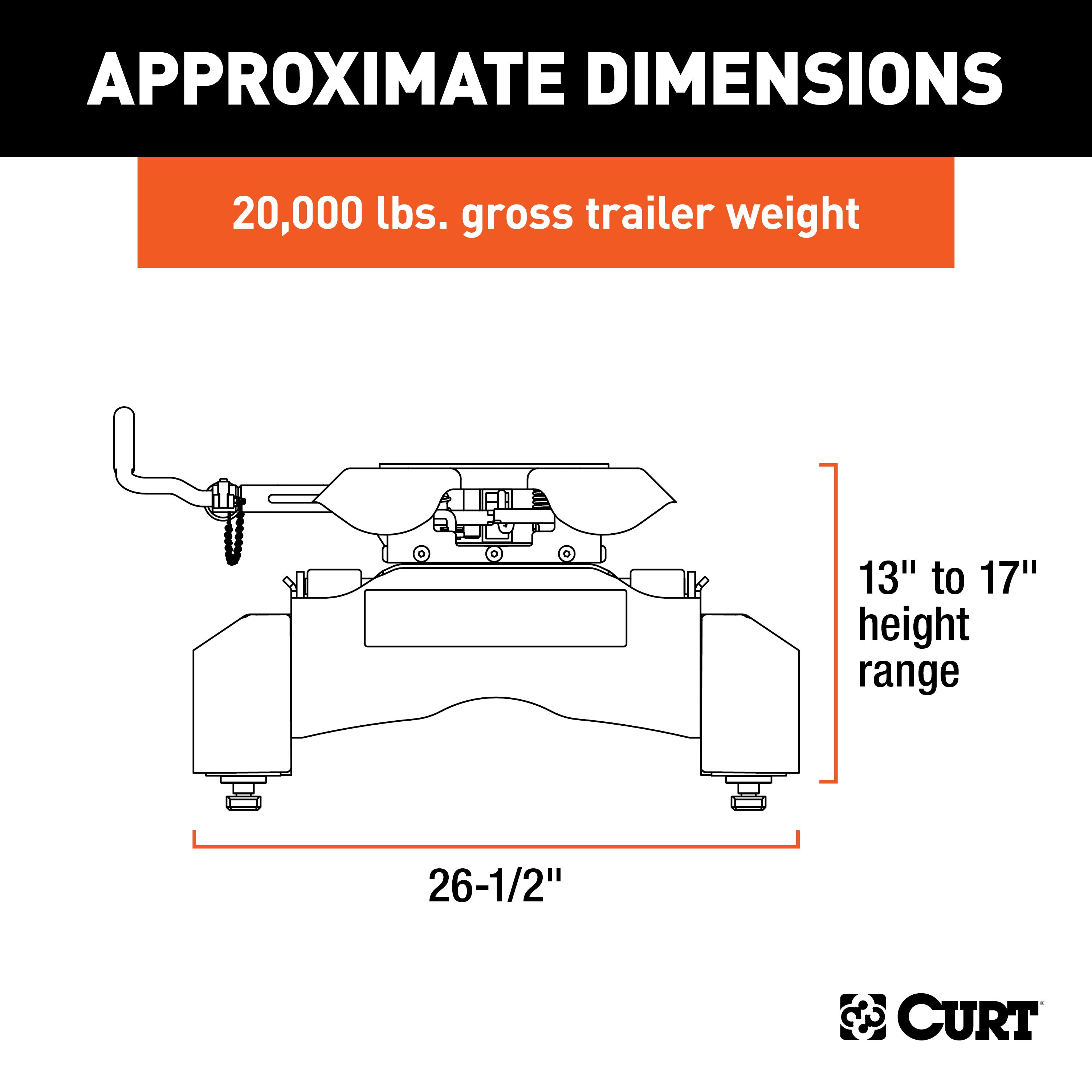 CURT Q20 5th Wheel Hitch, 20,000 lbs, Select Chevrolet Silverado, GMC Sierra 2500, 3500 HD, 8-Foot Bed Puck System Model 16094