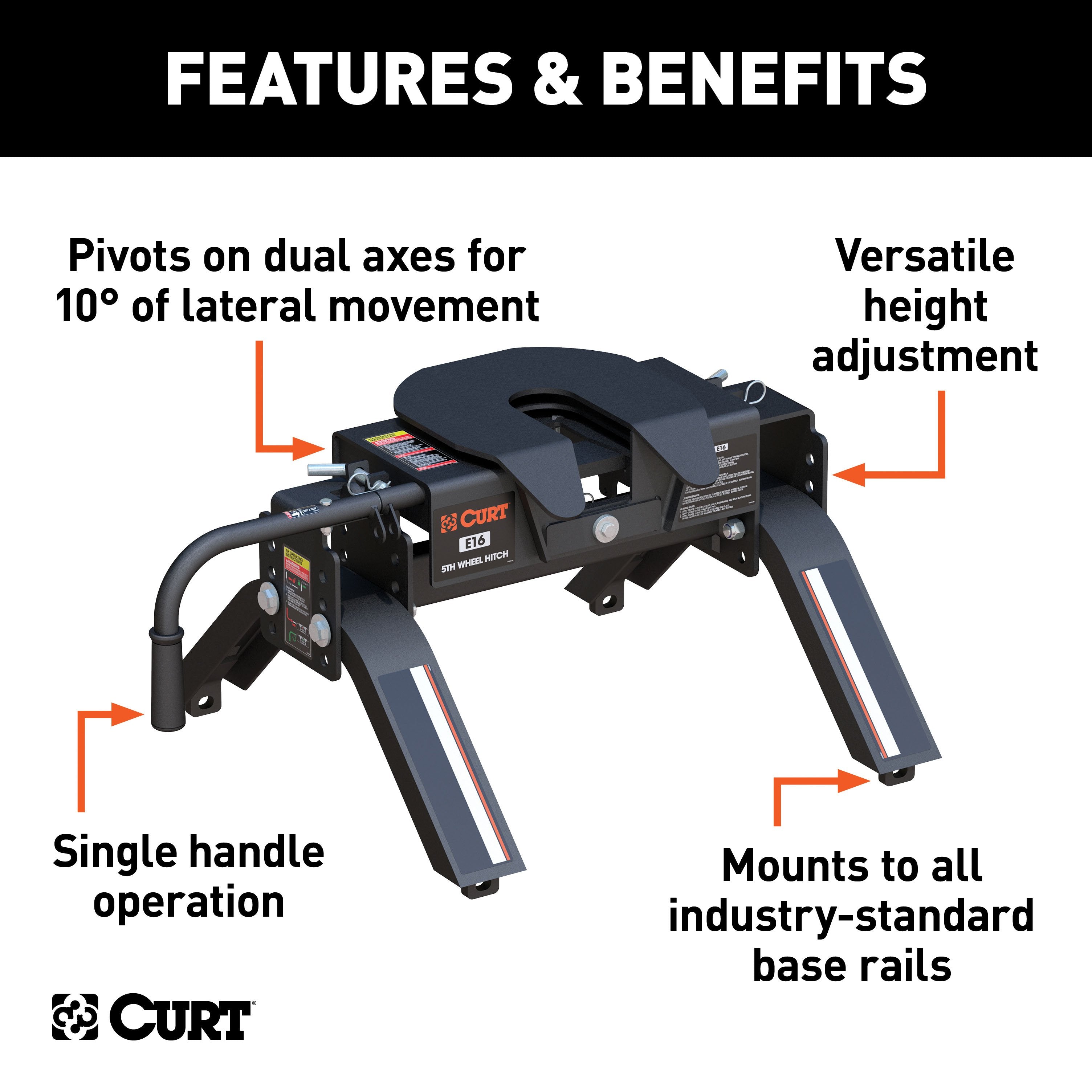 CURT E16 5th Wheel Hitch, 16,000 lbs Model 16115