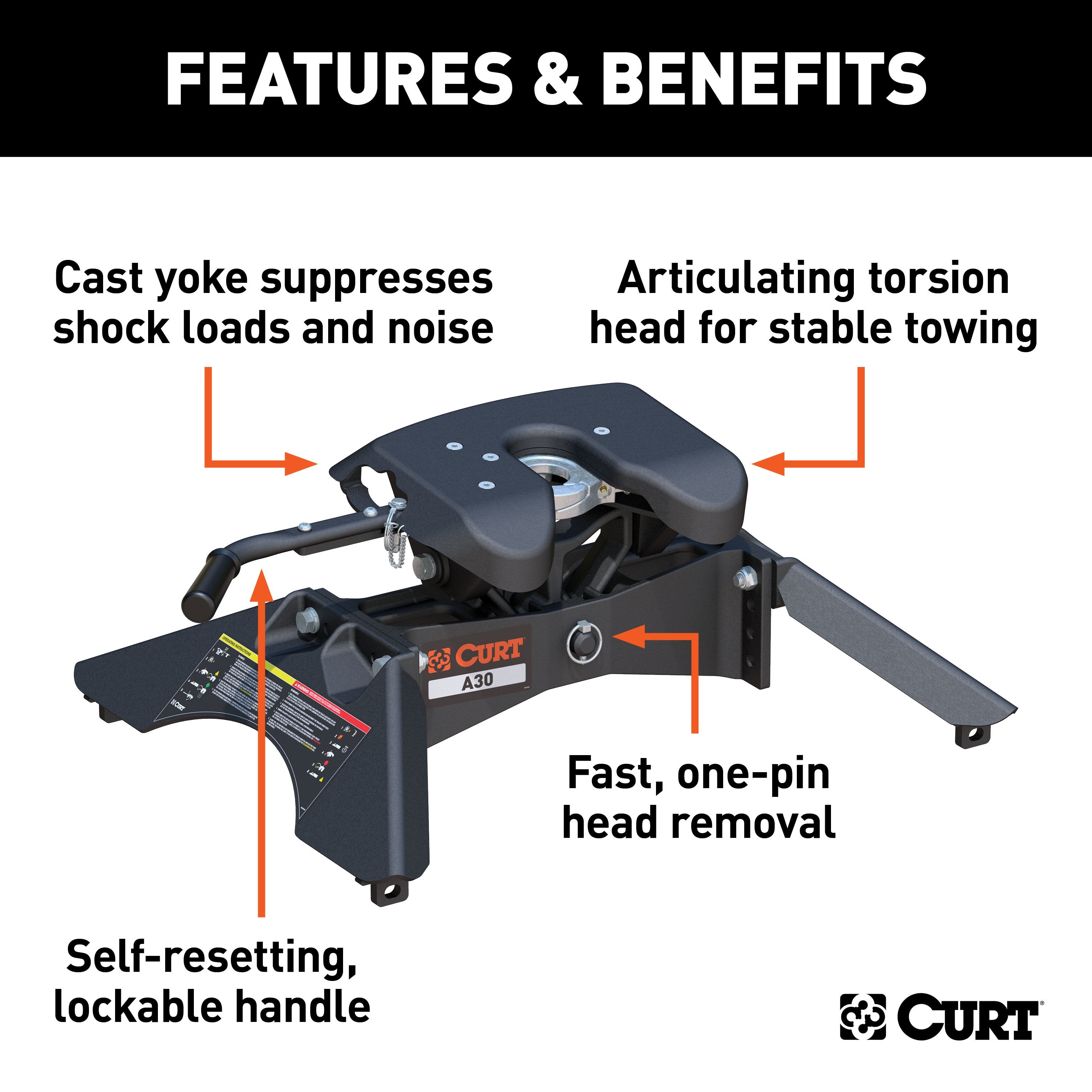 CURT A30 5th Wheel Hitch, 30,000 lbs Model 16190