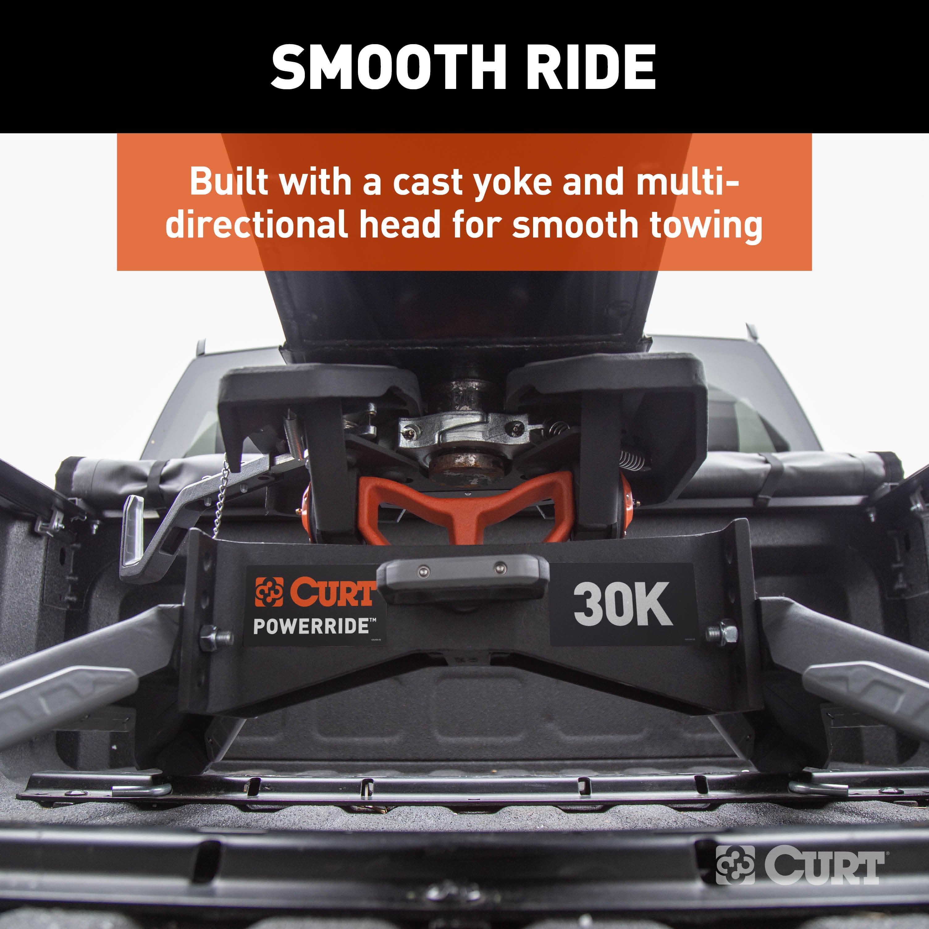 CURT PowerRide 30K 5th Wheel Hitch with Base Rails, 30,000 lbs Model 16321