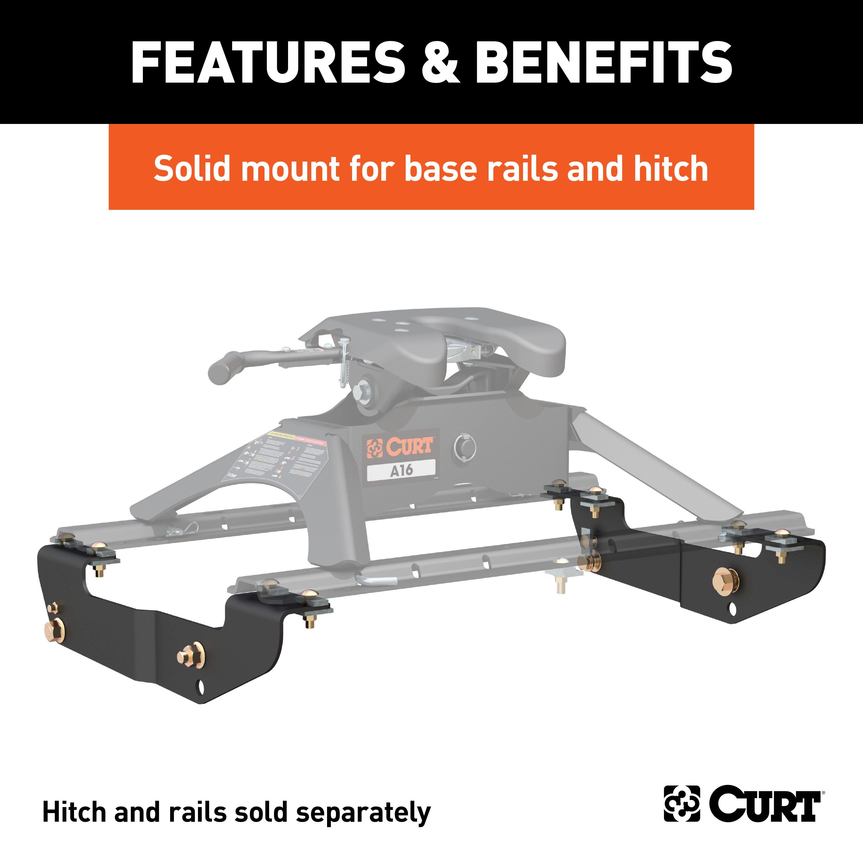 CURT 5th Wheel Installation Brackets, Select Chevrolet Silverado, GMC Sierra 1500, 2500, 3500, HD Model 16418