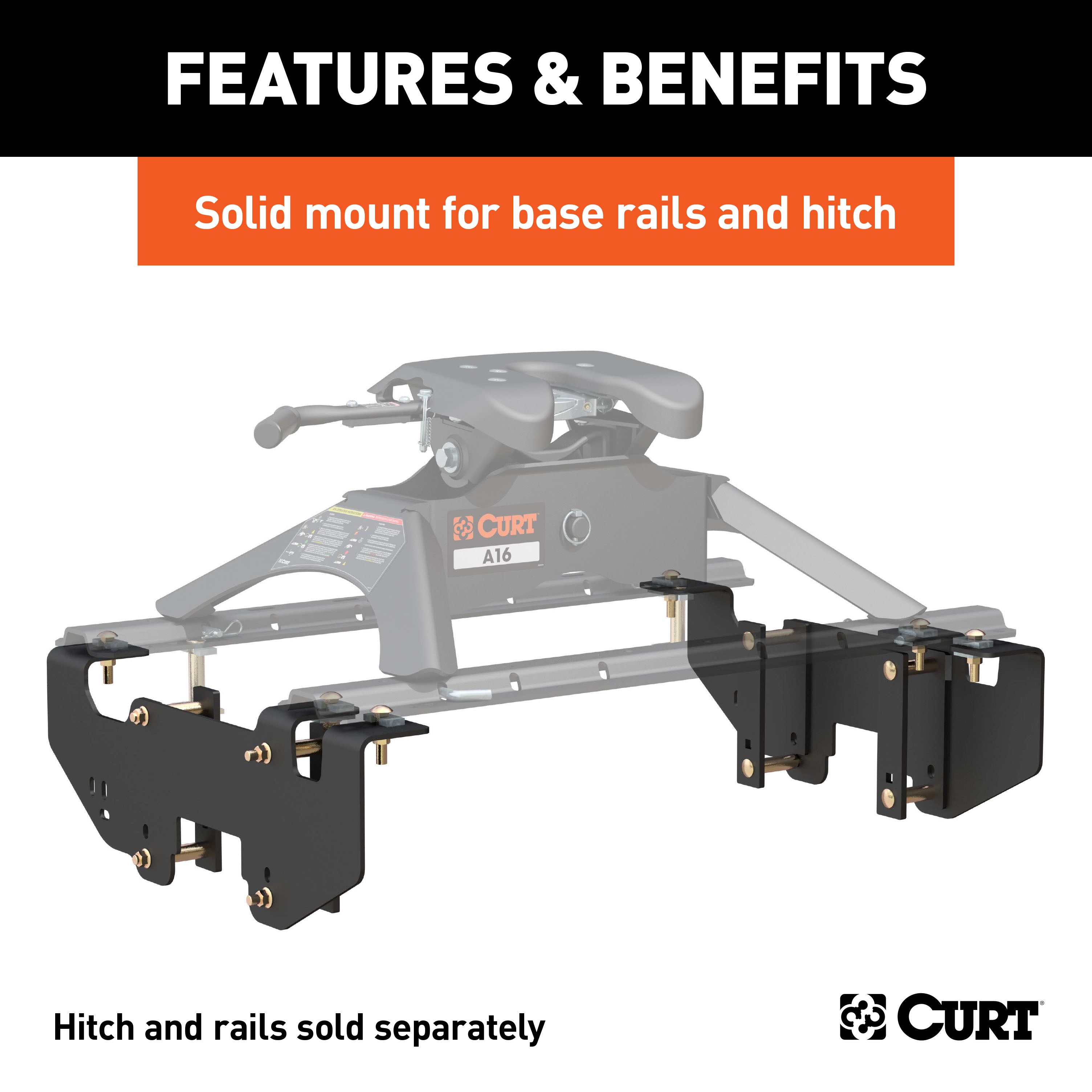 CURT 5th Wheel Installation Brackets, Select Dodge Ram 1500, Except Extended Crew Cab Model 16419