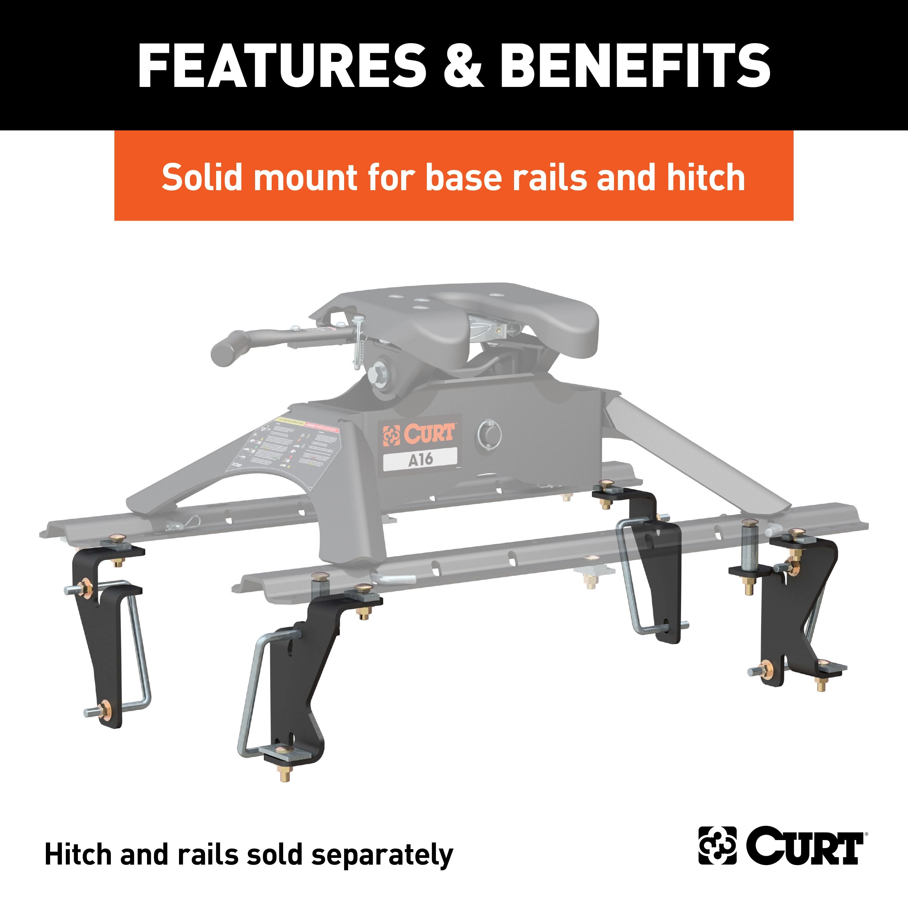 CURT 5th Wheel Installation Brackets, Select Dodge, Ram 1500, 2500, 3500 Model 16420