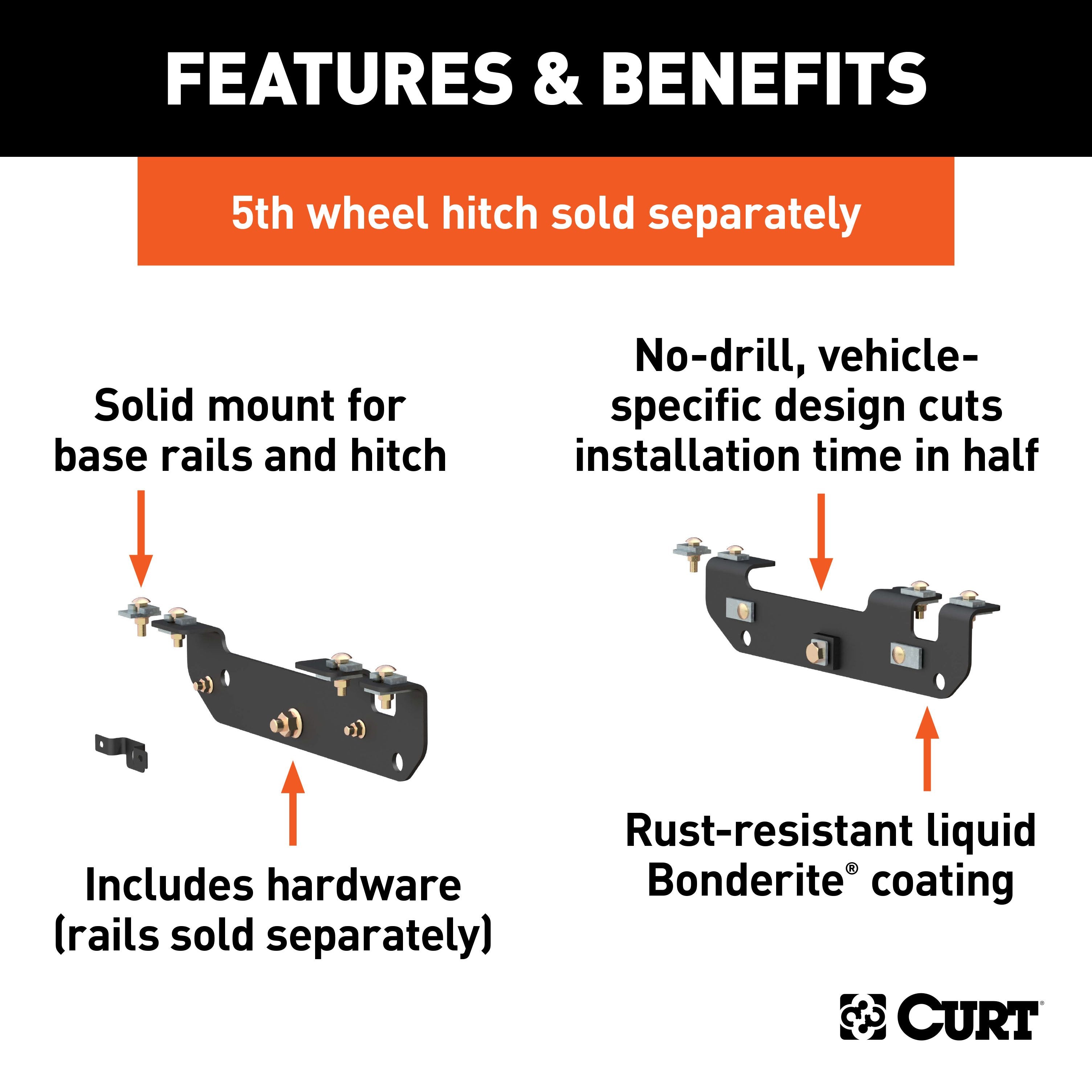 CURT 5th Wheel Installation Brackets, Select Ford F-250, F-350, F-450 Super Duty Model 16424