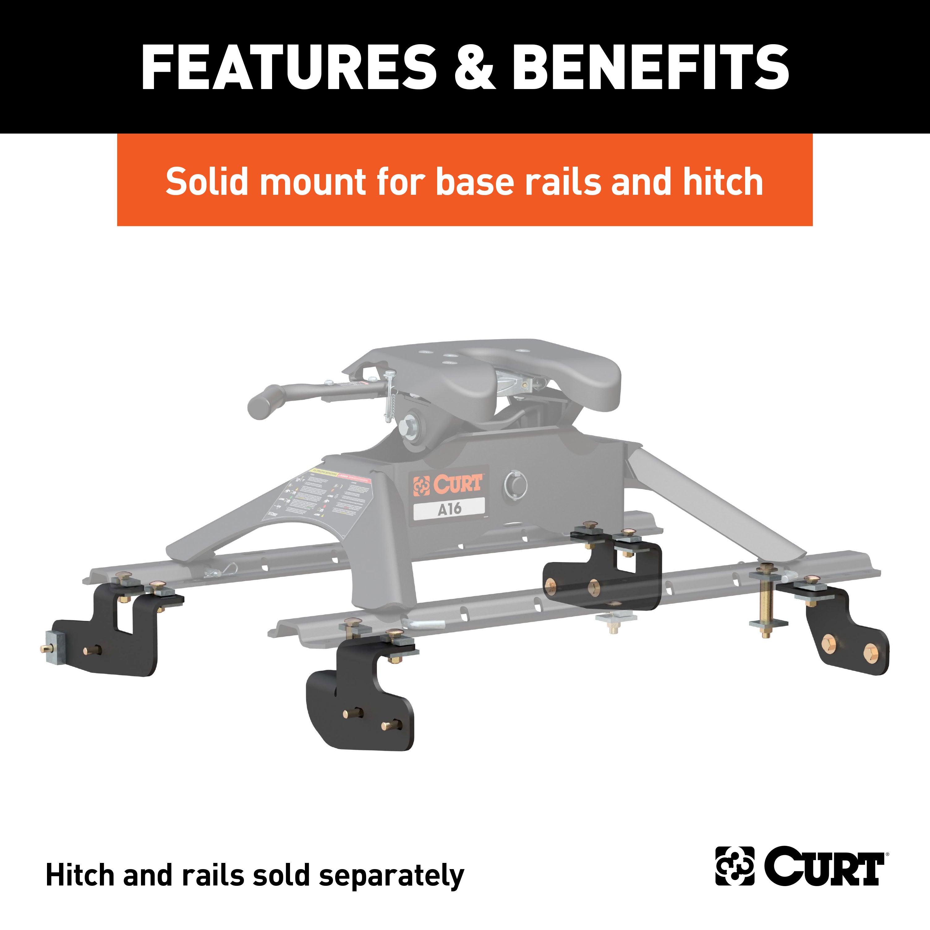 CURT 5th Wheel Installation Brackets, Select Ram 2500, Except with 5th Wheel Prep Package Model 16427