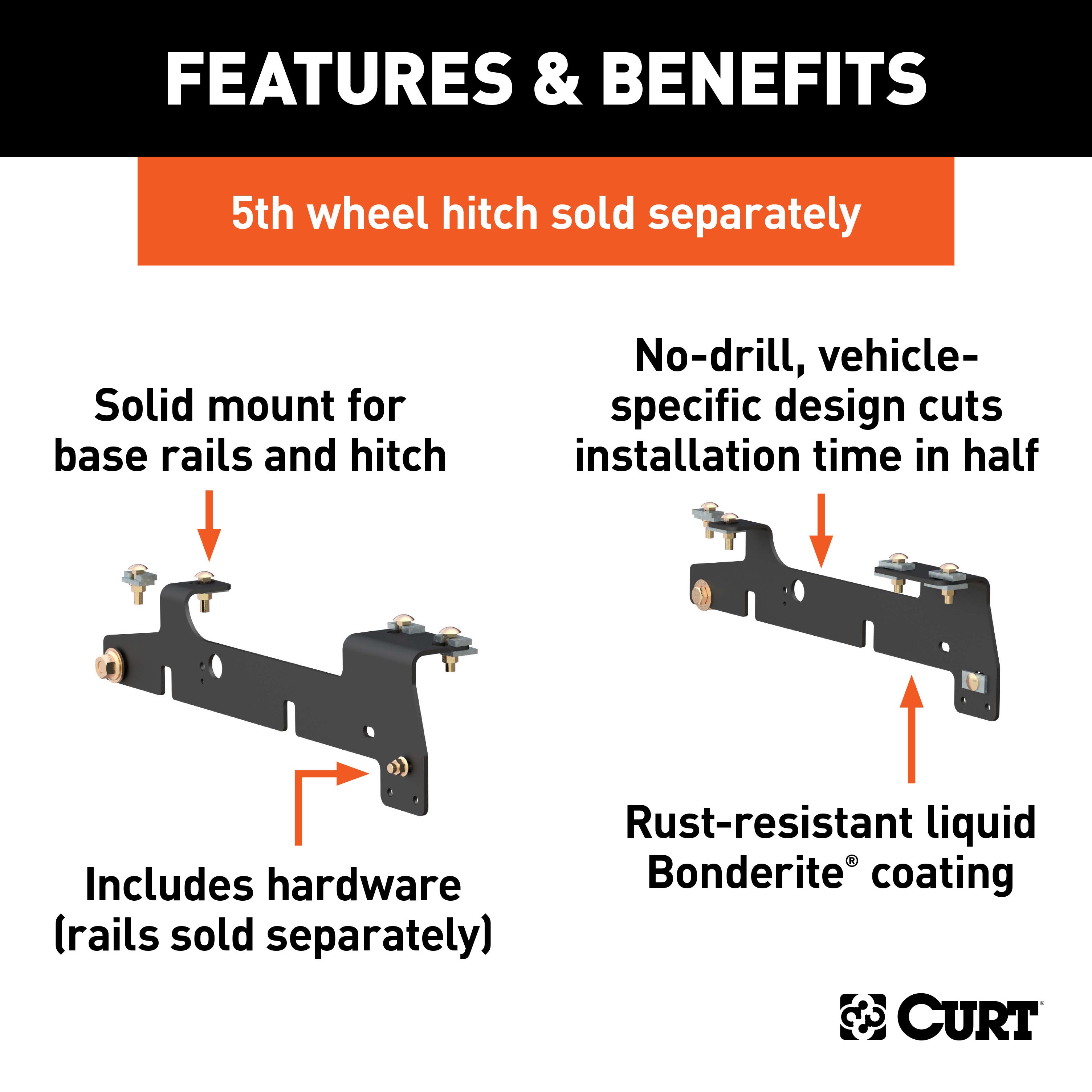 CURT 5th Wheel Installation Brackets, Select Ford F-150, F-250 Model 16437