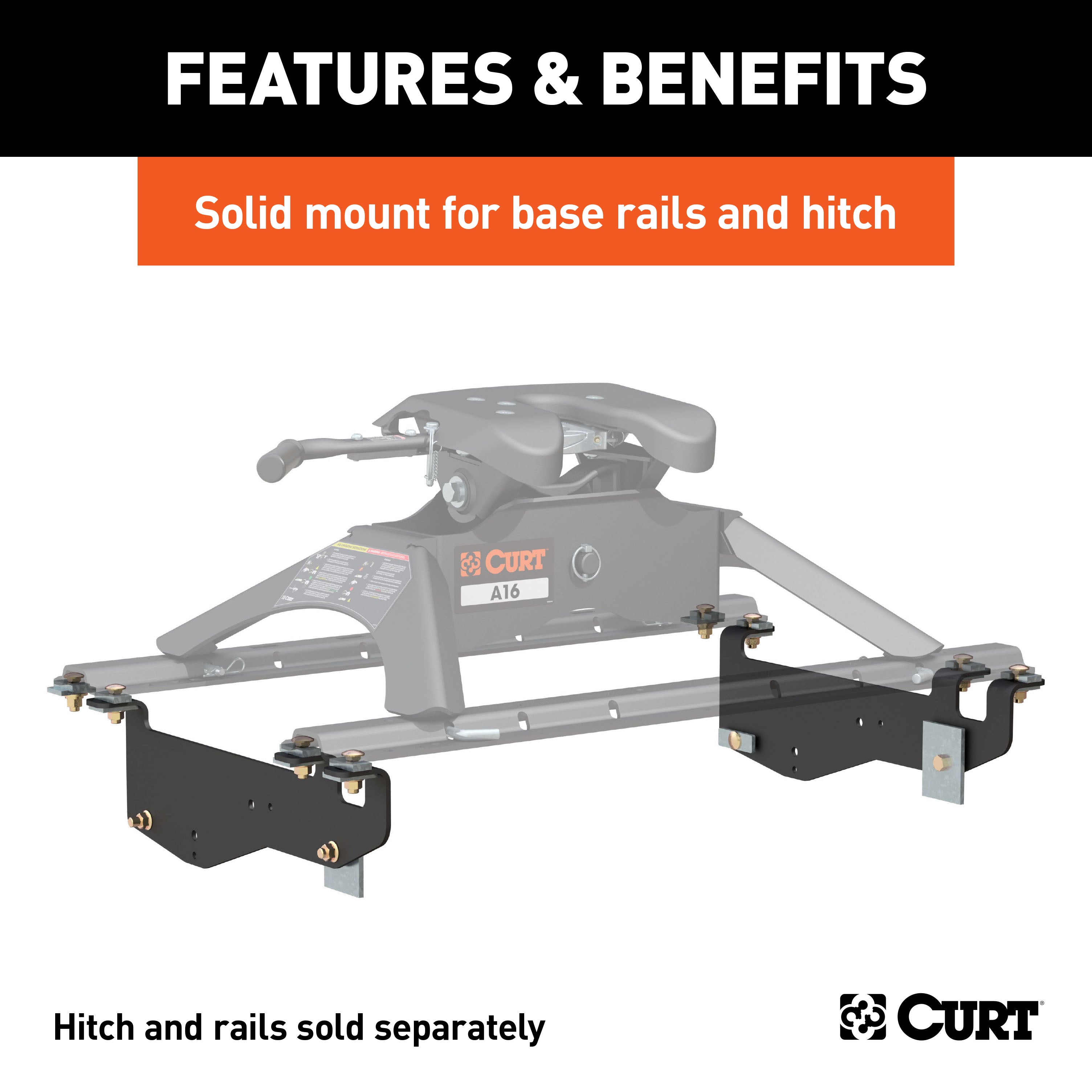 CURT 5th Wheel Installation Brackets, Select Ford F-250, F-350 Super Duty Model 16443