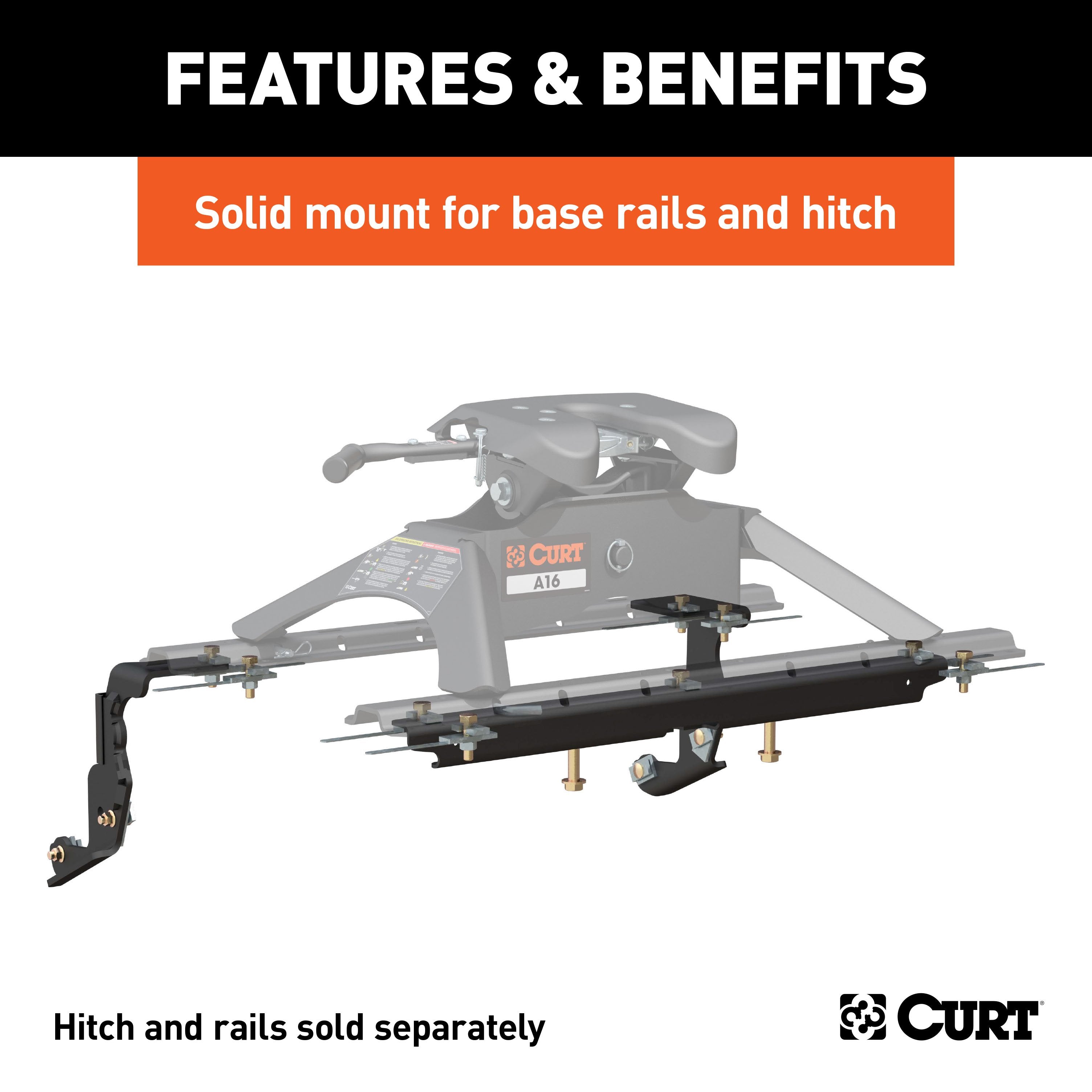 CURT 5th Wheel Installation Brackets, Select Ram 1500 with Factory Air Suspension Model 16444