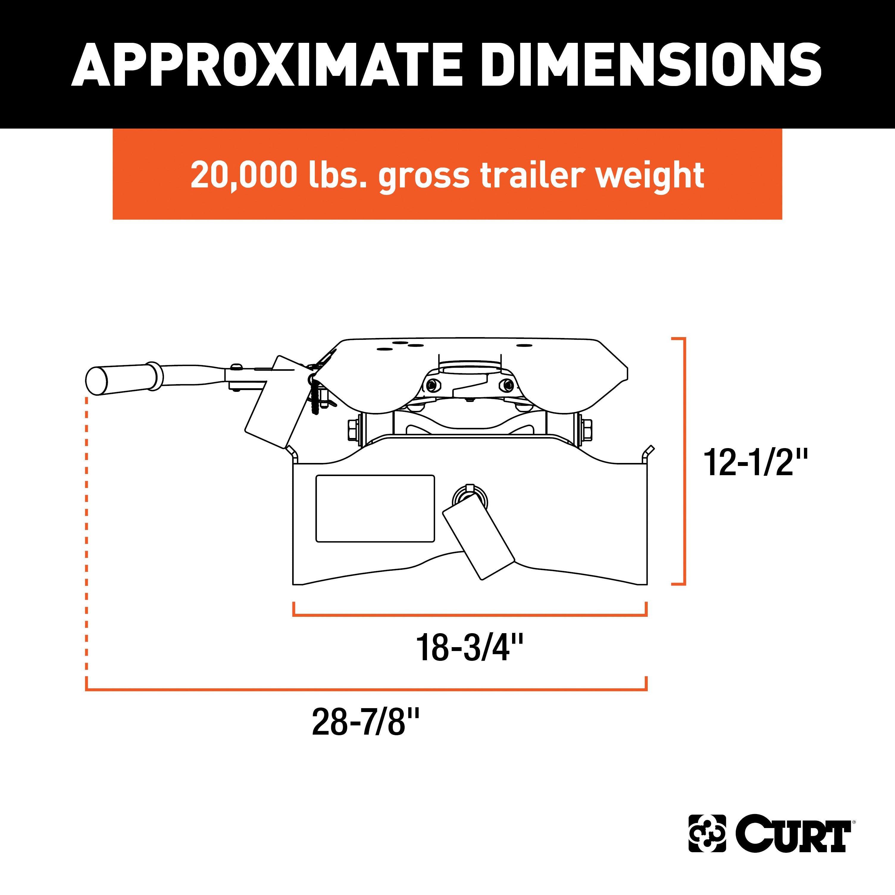 CURT A20 5th Wheel Hitch Head Only, Legs or Roller Required, 20,000 lbs Model 16540