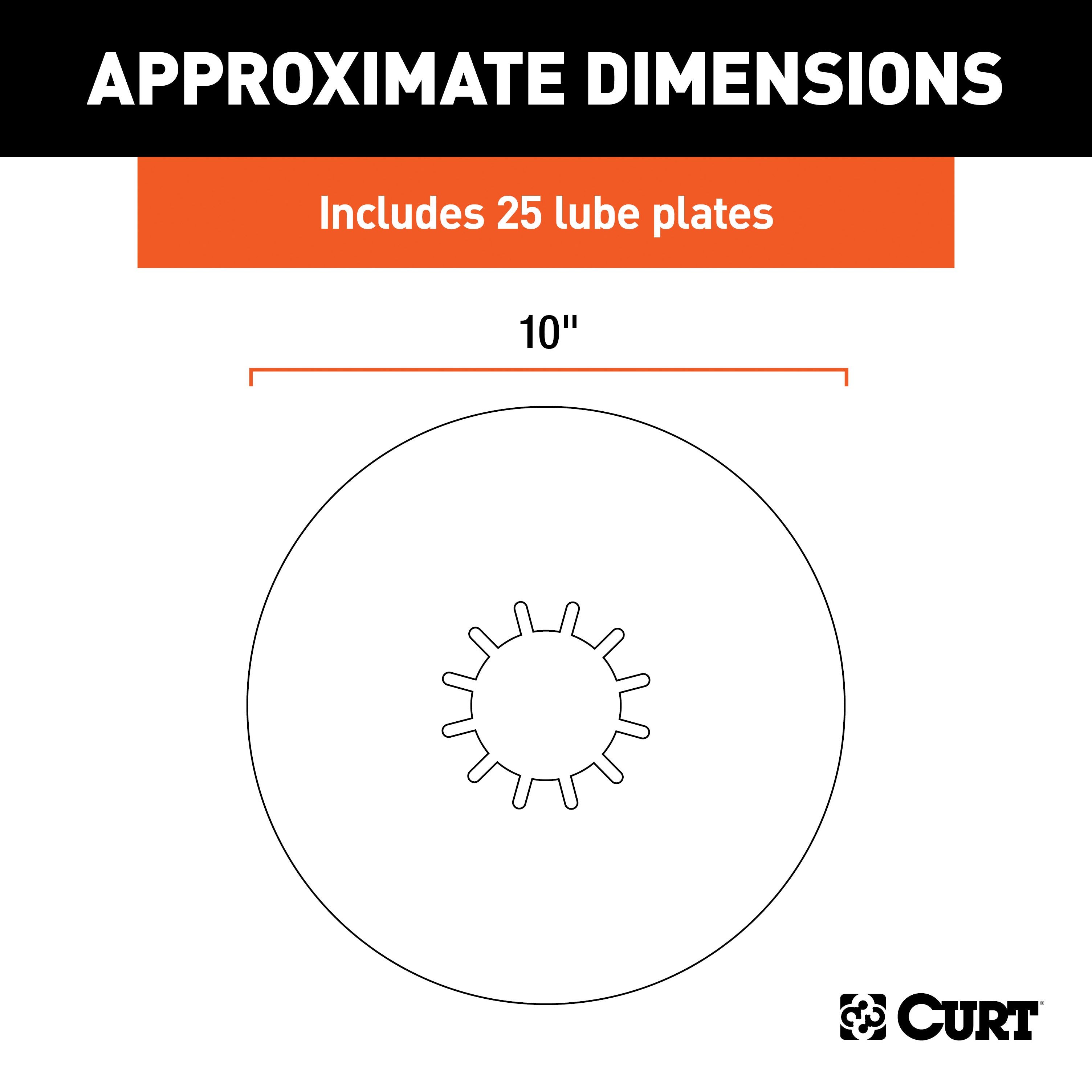 CURT 5th Wheel Hitch Lube Plates, 10-Inch Diameter, 25-Pack Model 16721025