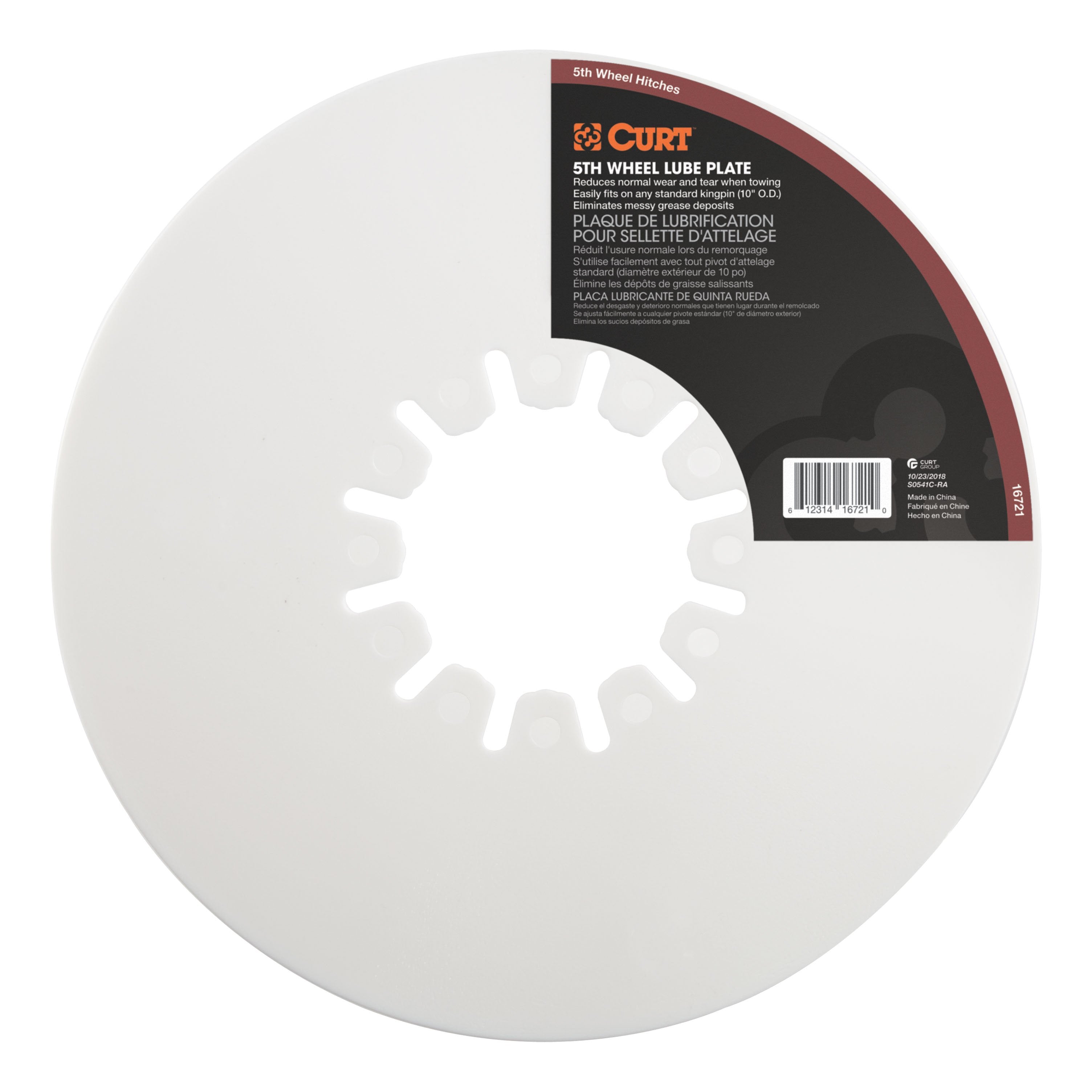 CURT 5th Wheel Hitch Lube Plate, 10-Inch Diameter Model 16721
