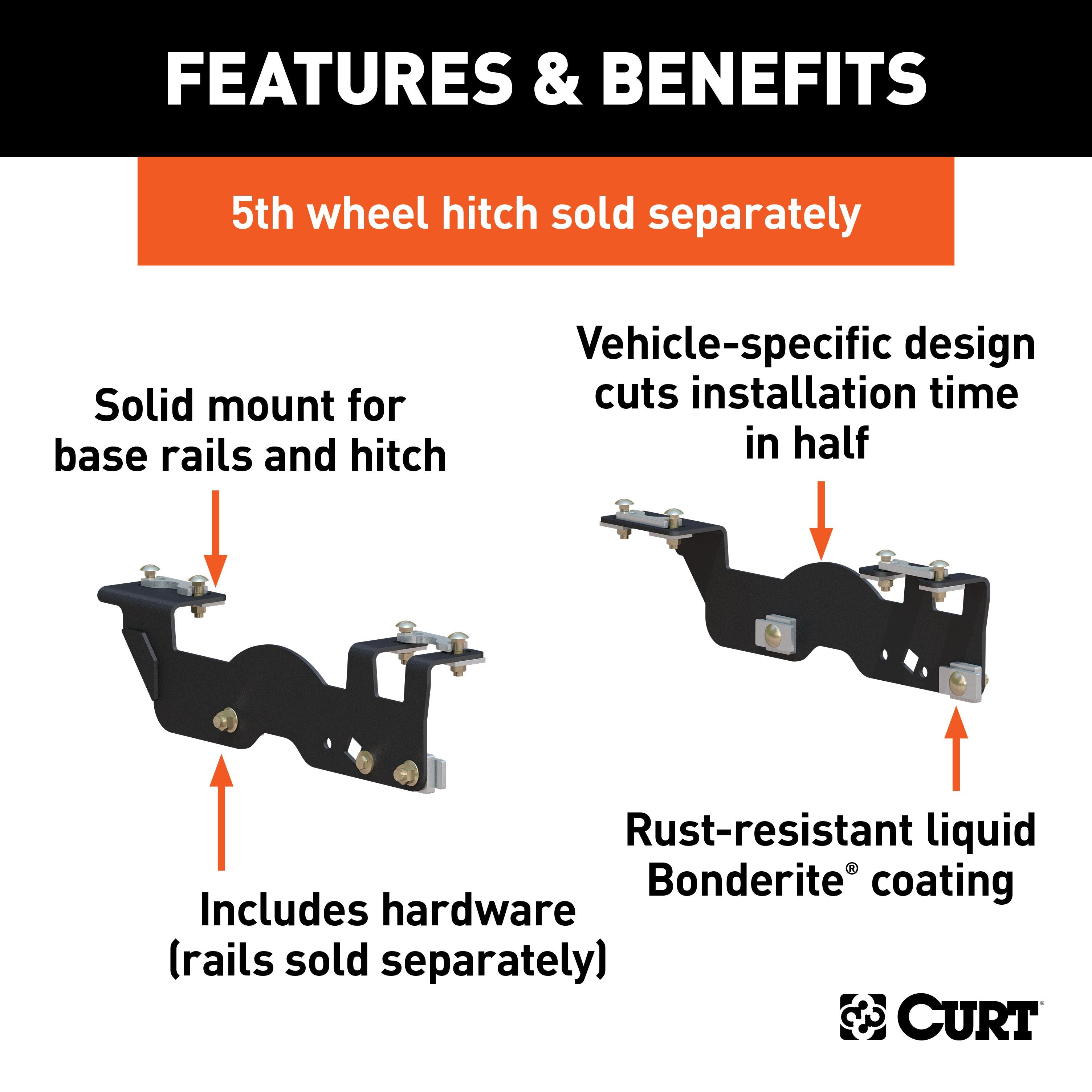 CURT 5th Wheel Installation Brackets, Fits Select Ford F-150 Model 16911