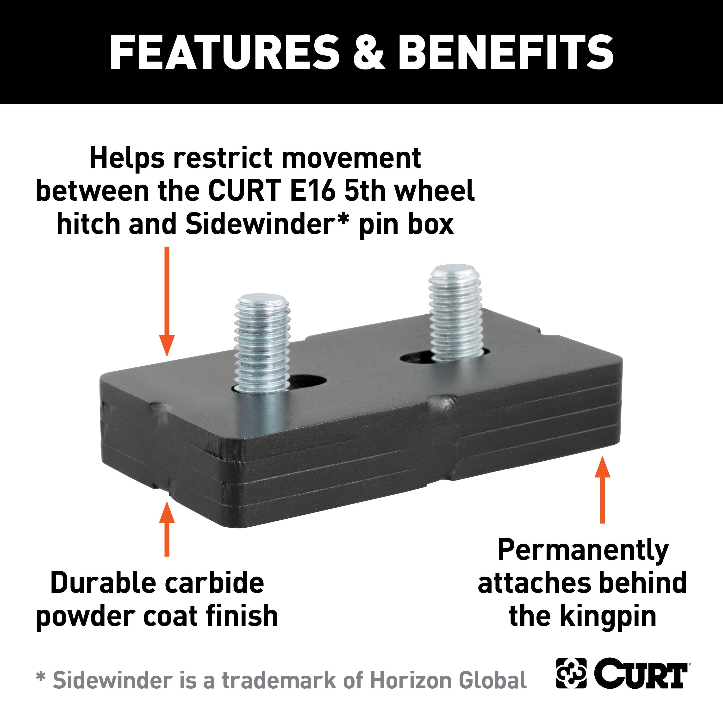 CURT E16 5th Wheel Wedge Kit for Rotating Pin Box Model 16991