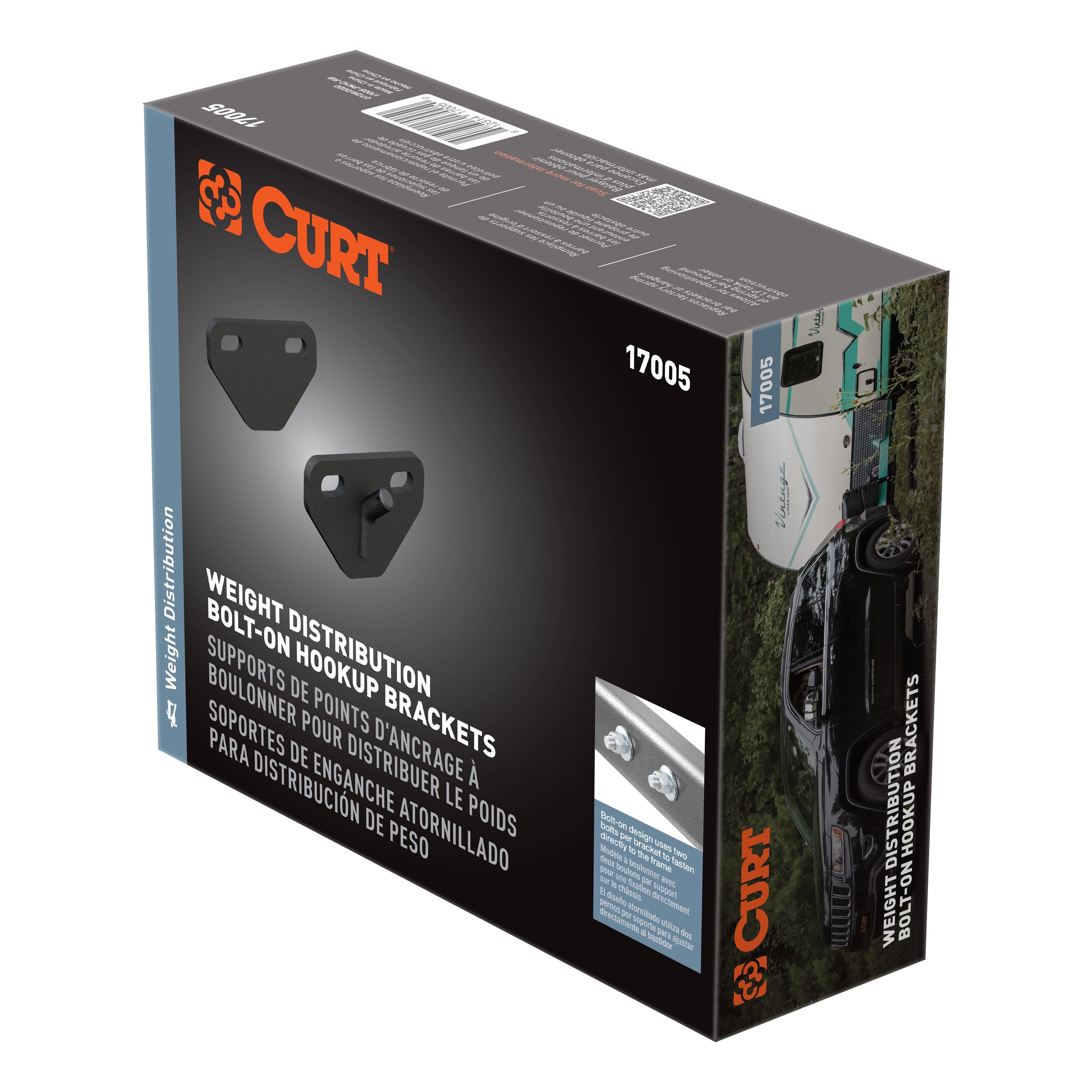 CURT Weight Distribution Hitch Bolt-On Hookup Brackets Model 17005
