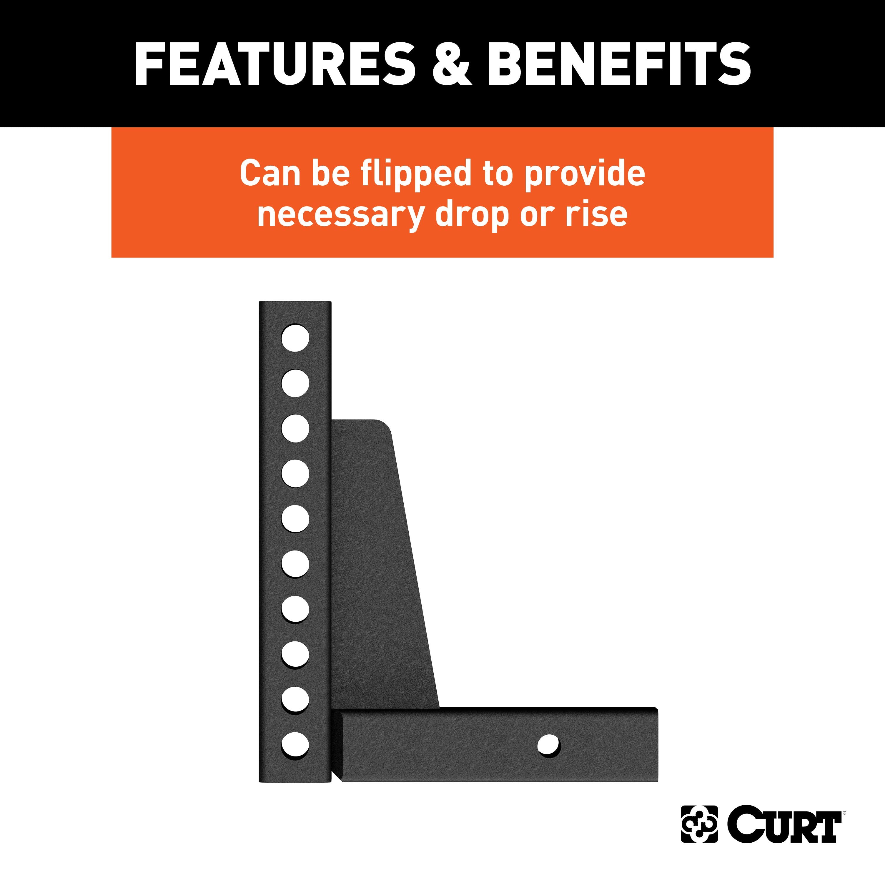CURT Replacement Weight Distribution Hitch Shank, 2-Inch Receiver, 7-Inch Drop, 10-1/2-Inch Rise Model 17123