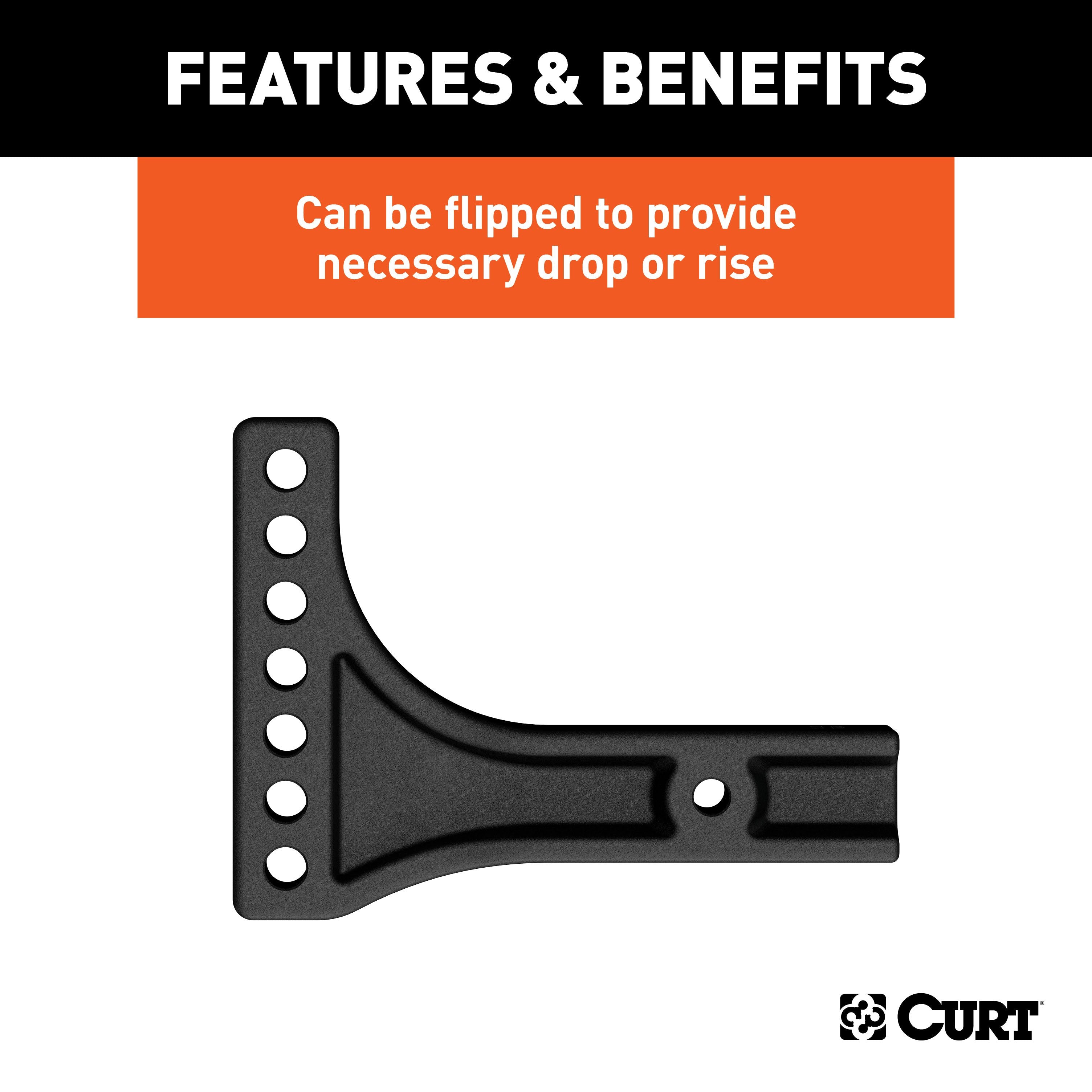 CURT Replacement Weight Distribution Hitch Shank, 2-1/2-Inch Receiver, 2-Inch Drop, 6-Inch Rise Model 17131