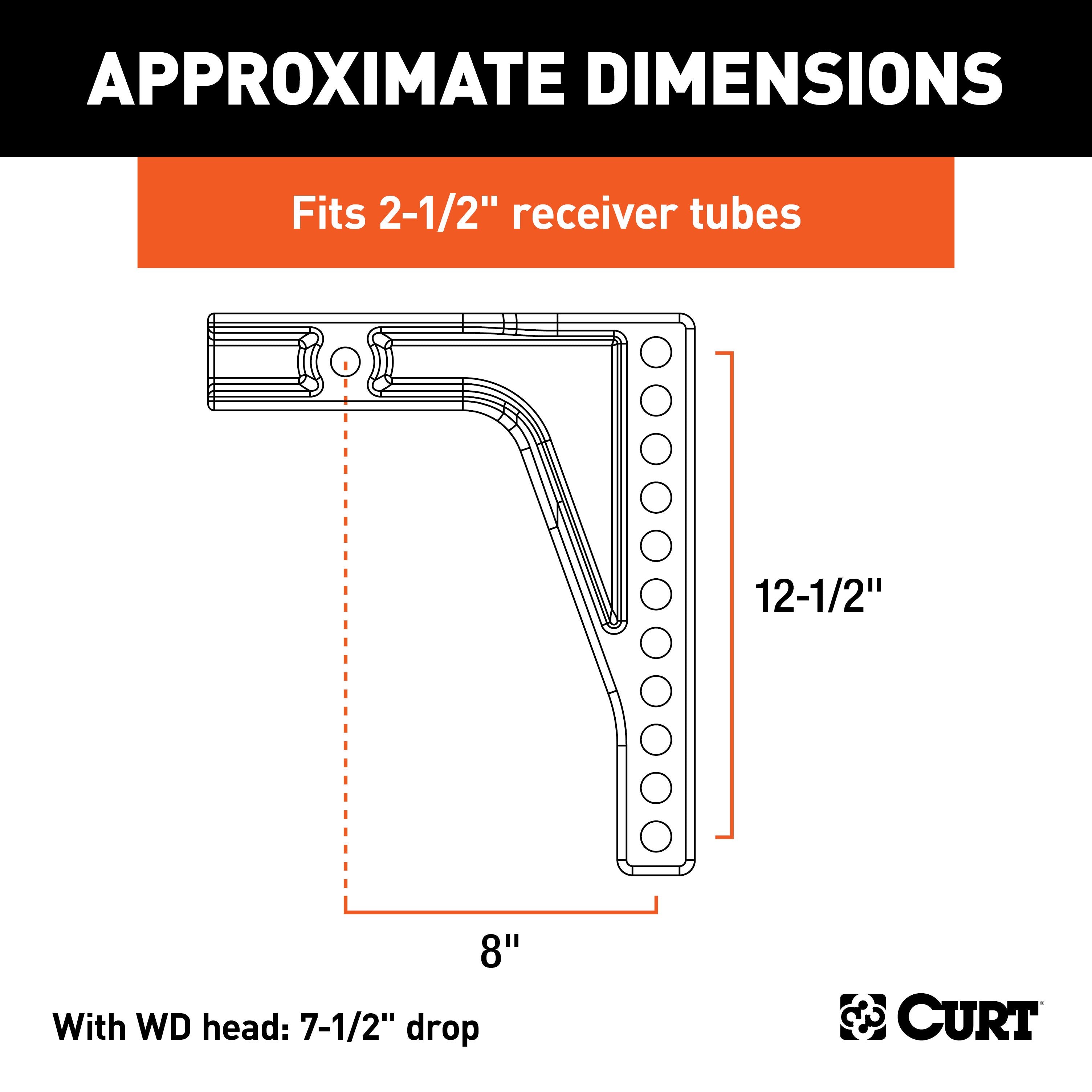 CURT Replacement Weight Distribution Hitch Shank, 2-1/2-Inch Receiver, 8-Inch Drop Model 17132