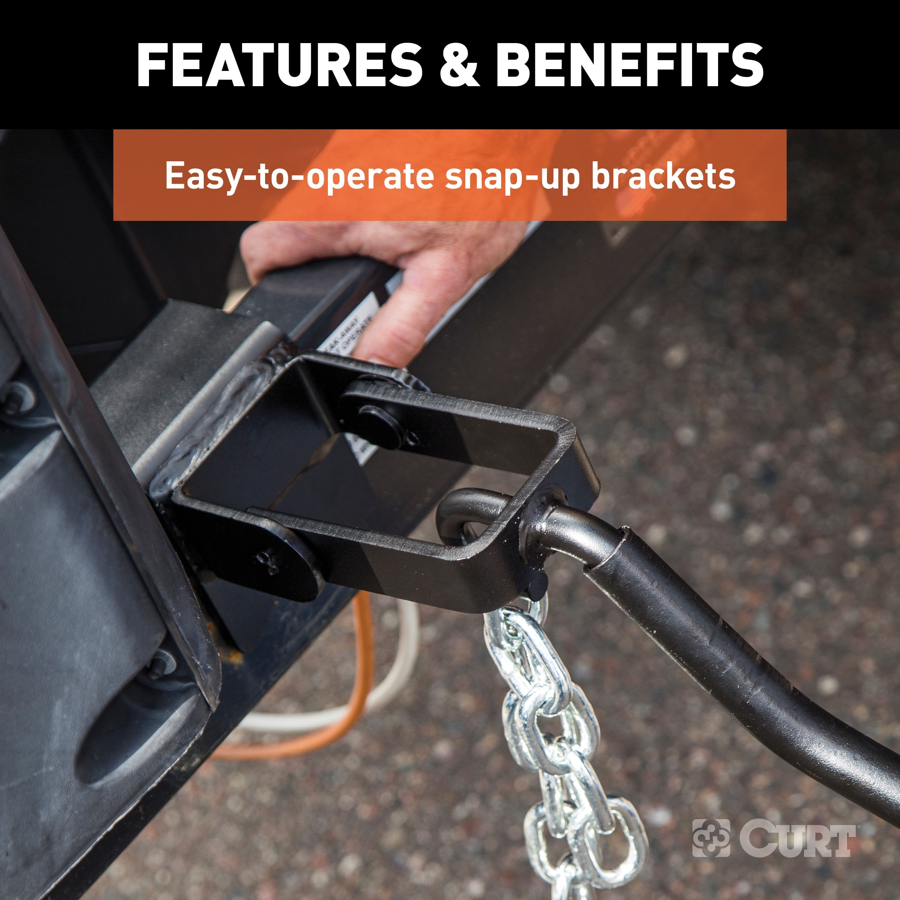 CURT Short Trunnion Bar Weight Distribution Hitch with Sway Control, Up to 10K, 2-In Shank, 2-5/16-Inch Ball Model 17322