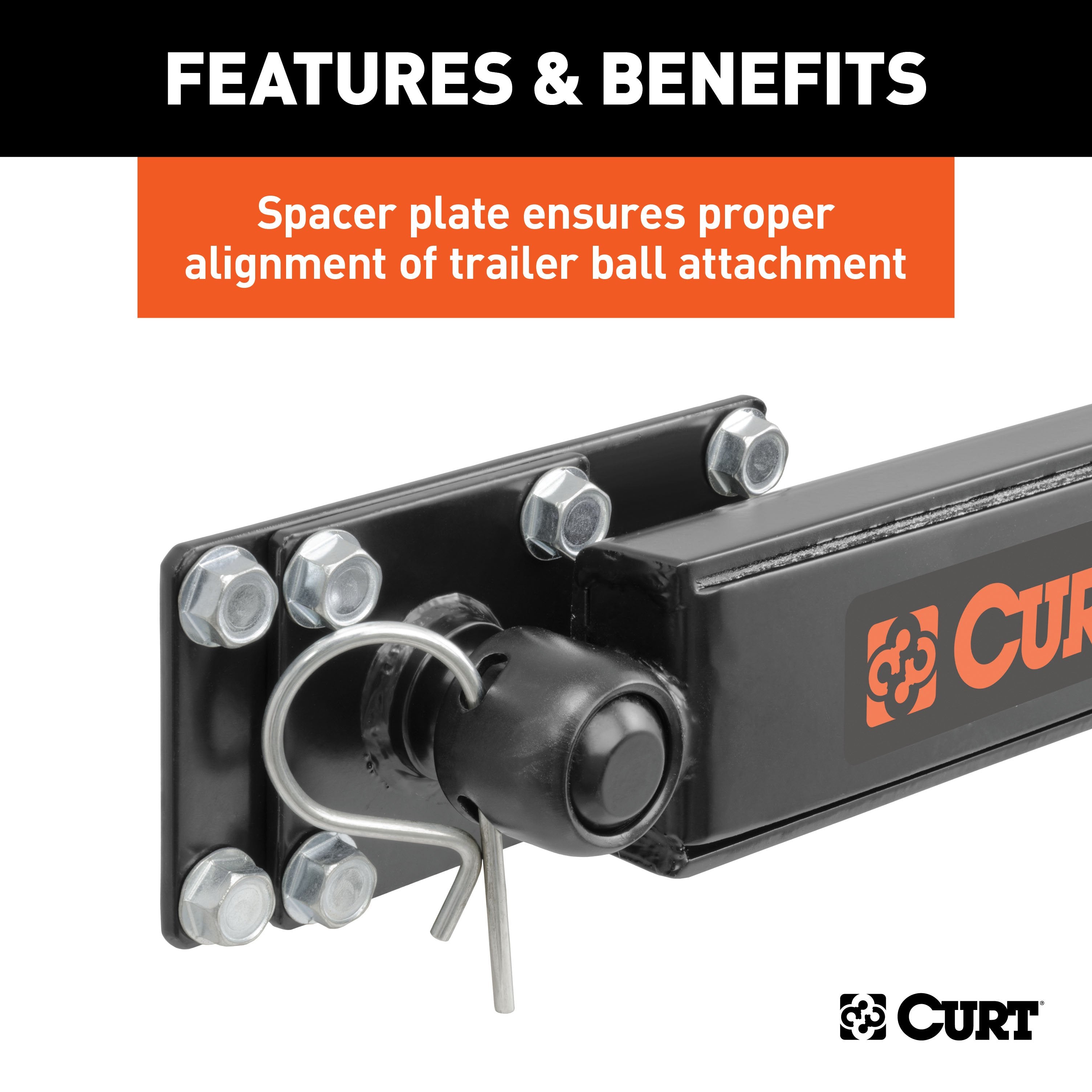 CURT Short Trunnion Bar Weight Distribution Hitch with Sway Control, Up to 10K, 2-In Shank, 2-5/16-Inch Ball Model 17322