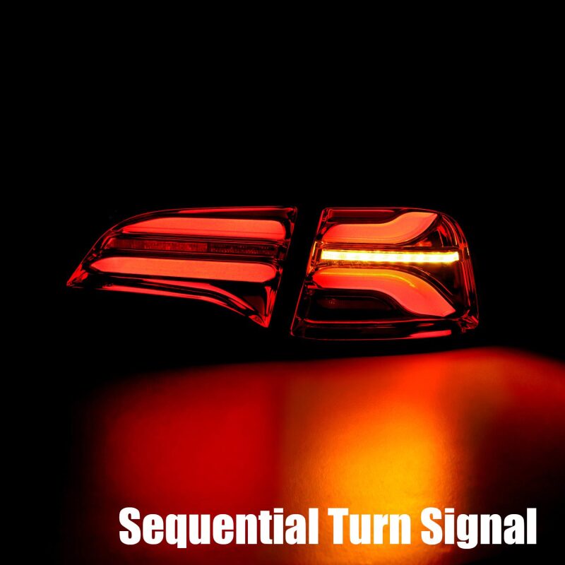 AlphaRex PRO-Series LED tail lights for 20-22 Tesla Model Y in jet black with sequential turn signal feature.