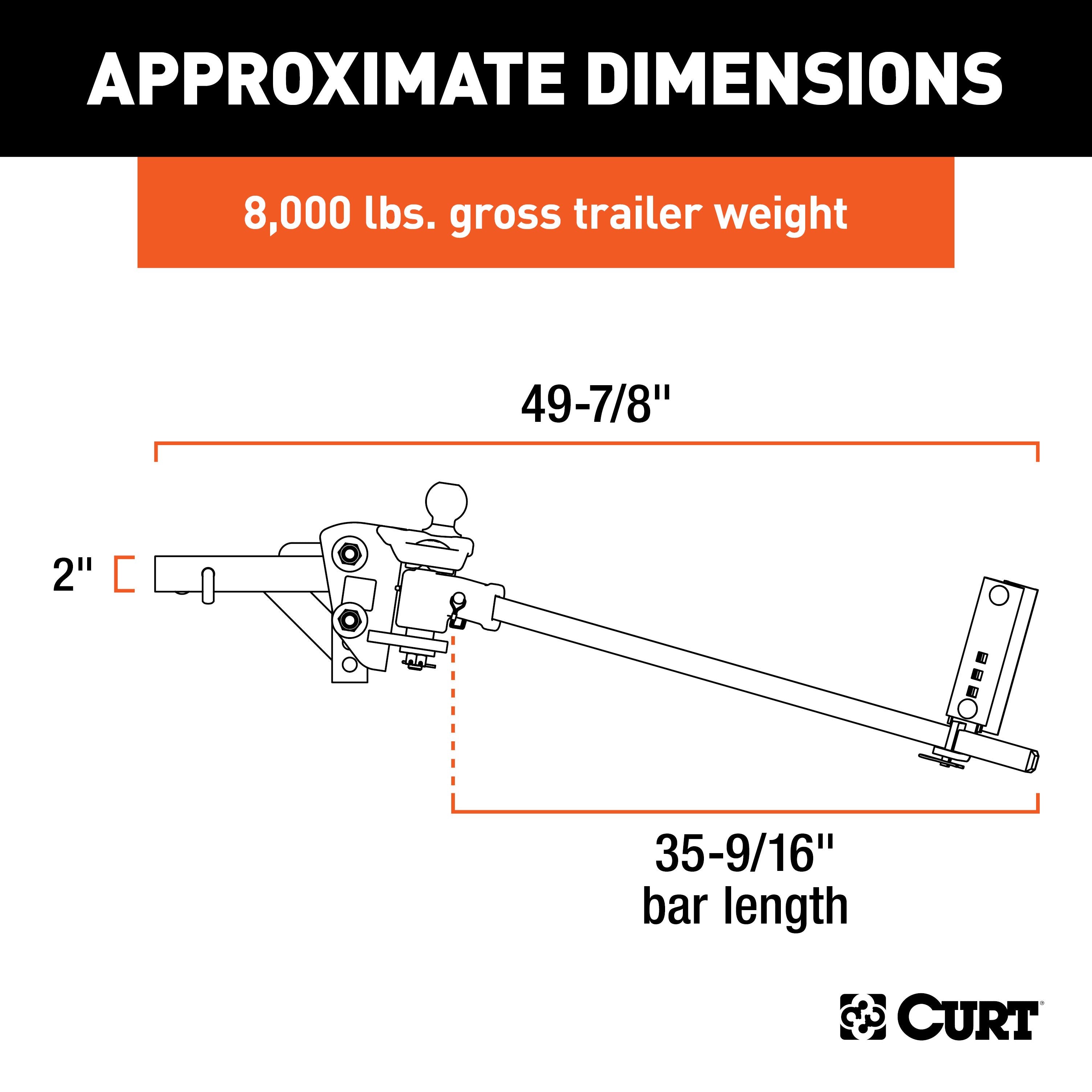 CURT TruTrack 4P Weight Distribution Hitch with 4x Sway Control, Up to 8K, 2-Inch Shank Model 17499