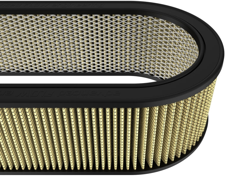 Custom air filter by AFE Magnum FLOW, featuring expanded metal, measuring 18-1/8 inches long, 7-1/4 inches wide, and 5 inches high.