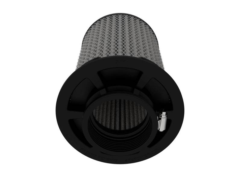 aFe MagnumFLOW air filters with inverted design, featuring a 3-inch front, 5-1/2-inch back, and 8-inch height for enhanced airflow.