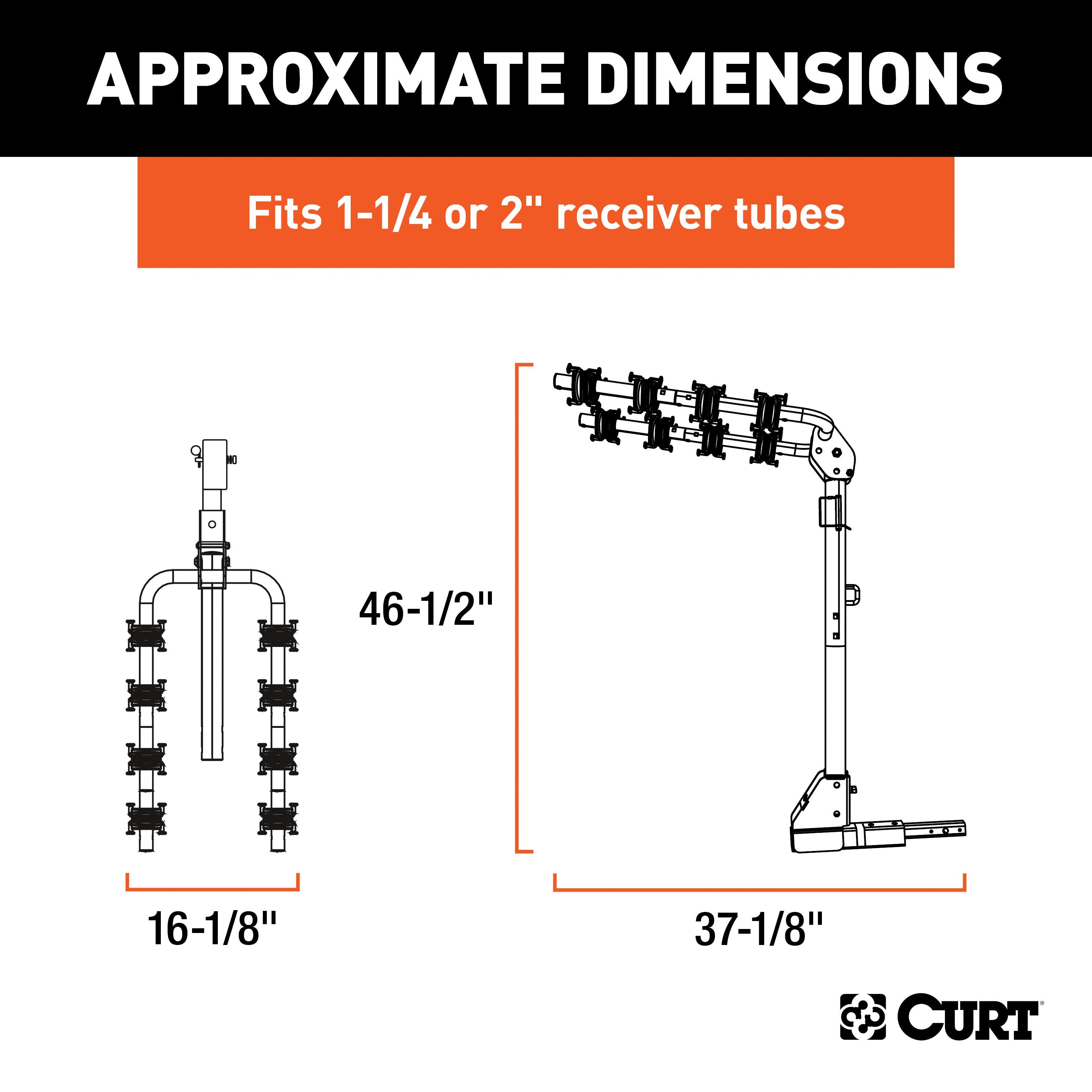 CURT Extendable Trailer Hitch Bike Rack Mount, Fits 1-1/4, 2-Inch Receiver, 2 or 4 Bicycles Model 18030