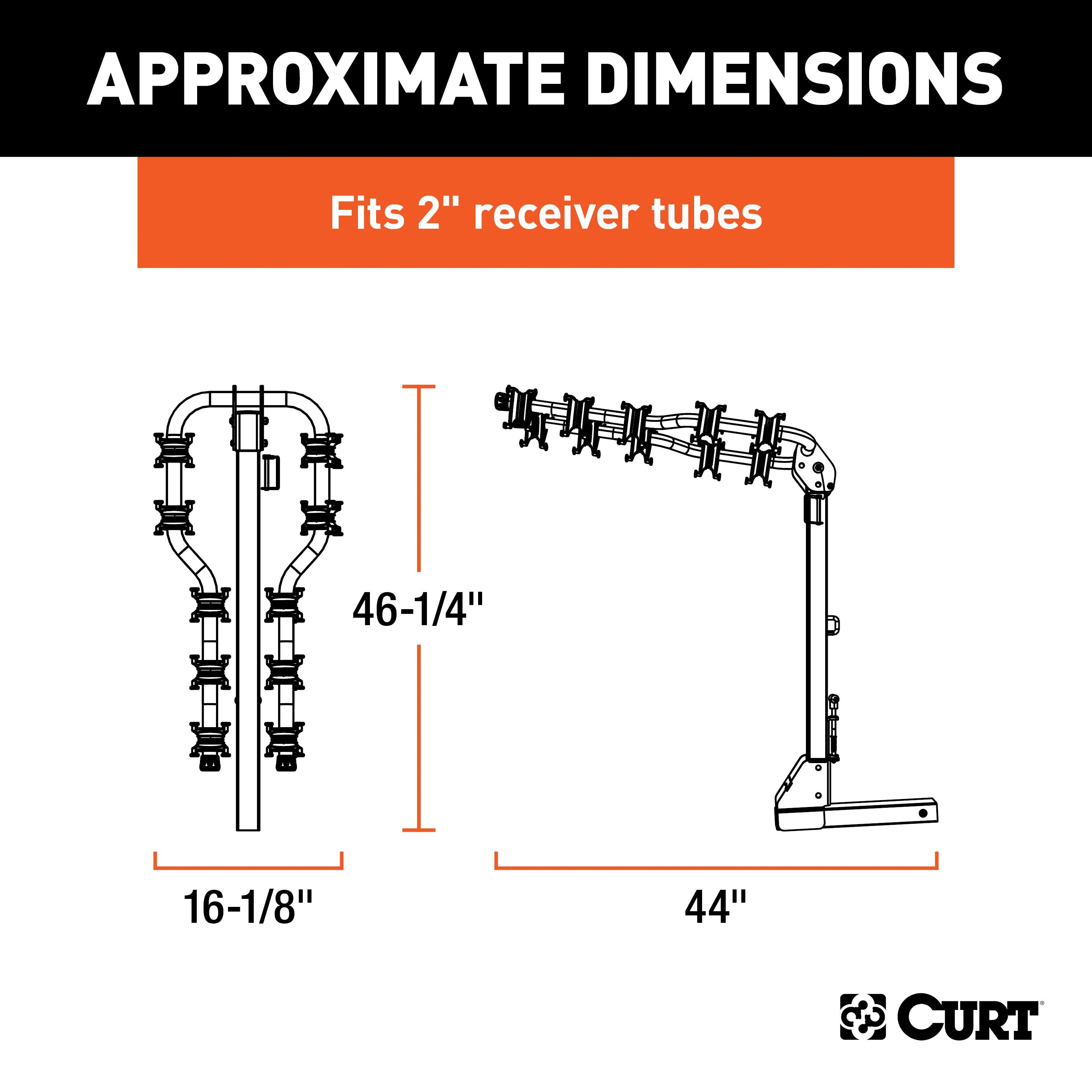 CURT Premium Trailer Hitch Bike Rack Mount, Fits 2-Inch Receiver, 5 Bicycles Model 18065