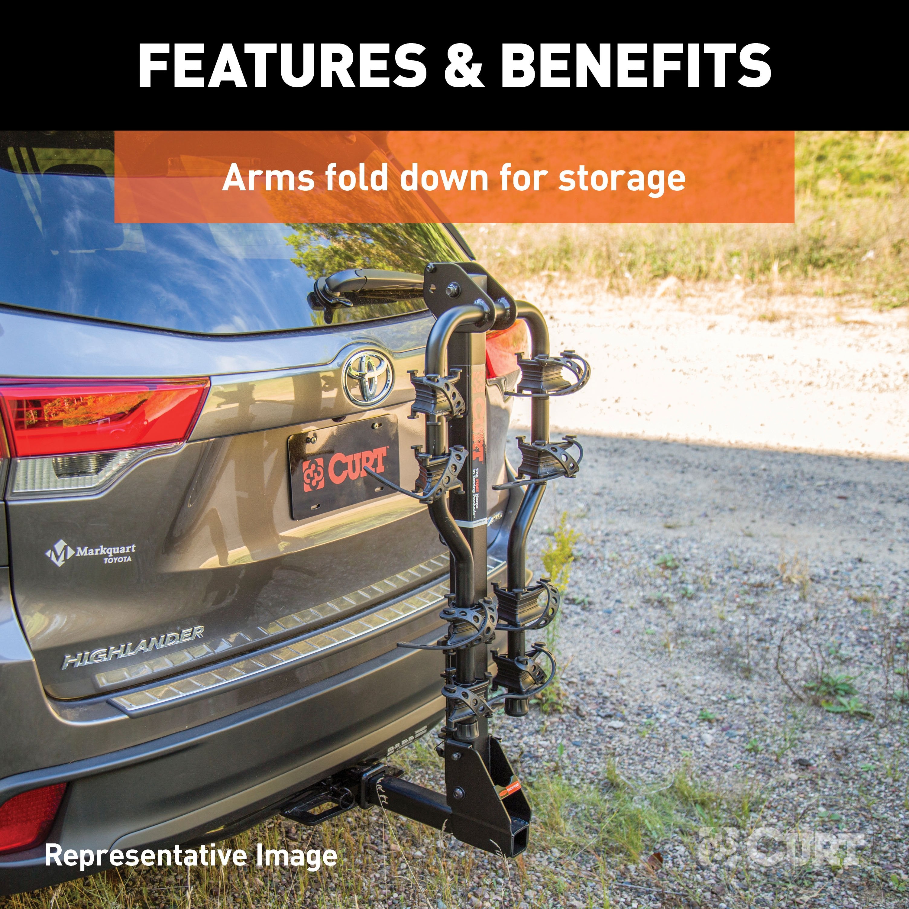 CURT Premium Trailer Hitch Bike Rack Mount, Fits 2-Inch Receiver, 5 Bicycles Model 18065