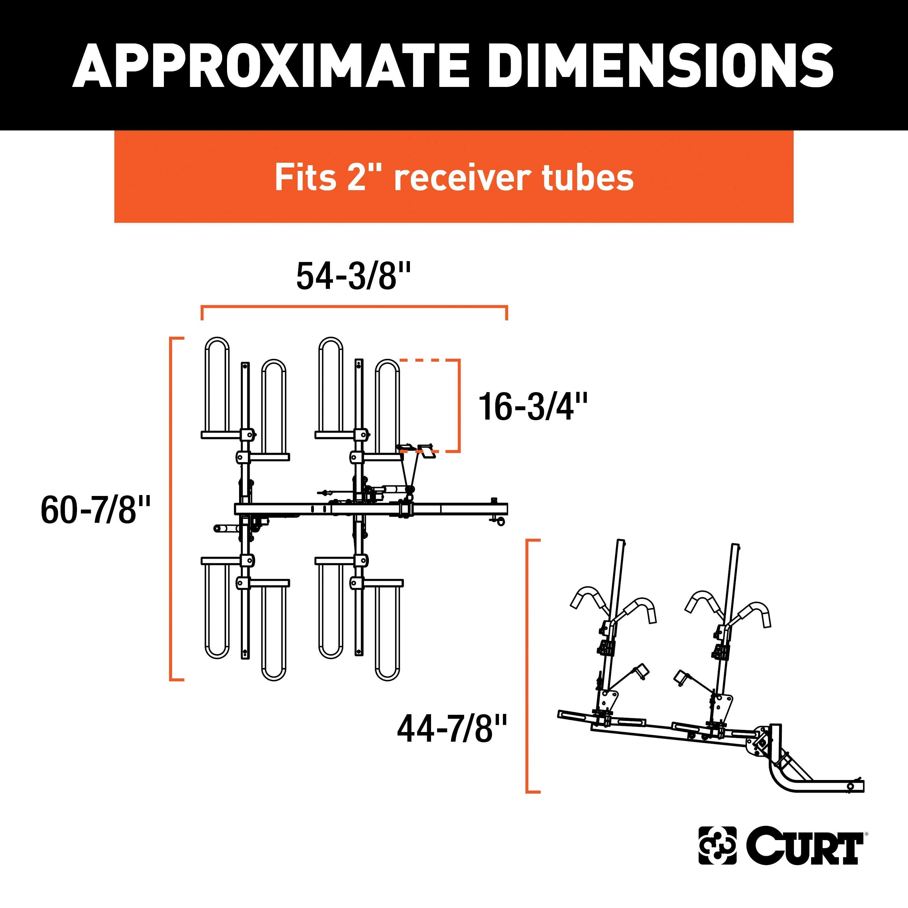 CURT Secure Locking Tray-Style Trailer Hitch Bike Rack Mount, Fits 2-Inch Receiver, 4 Bicycles Model 18087