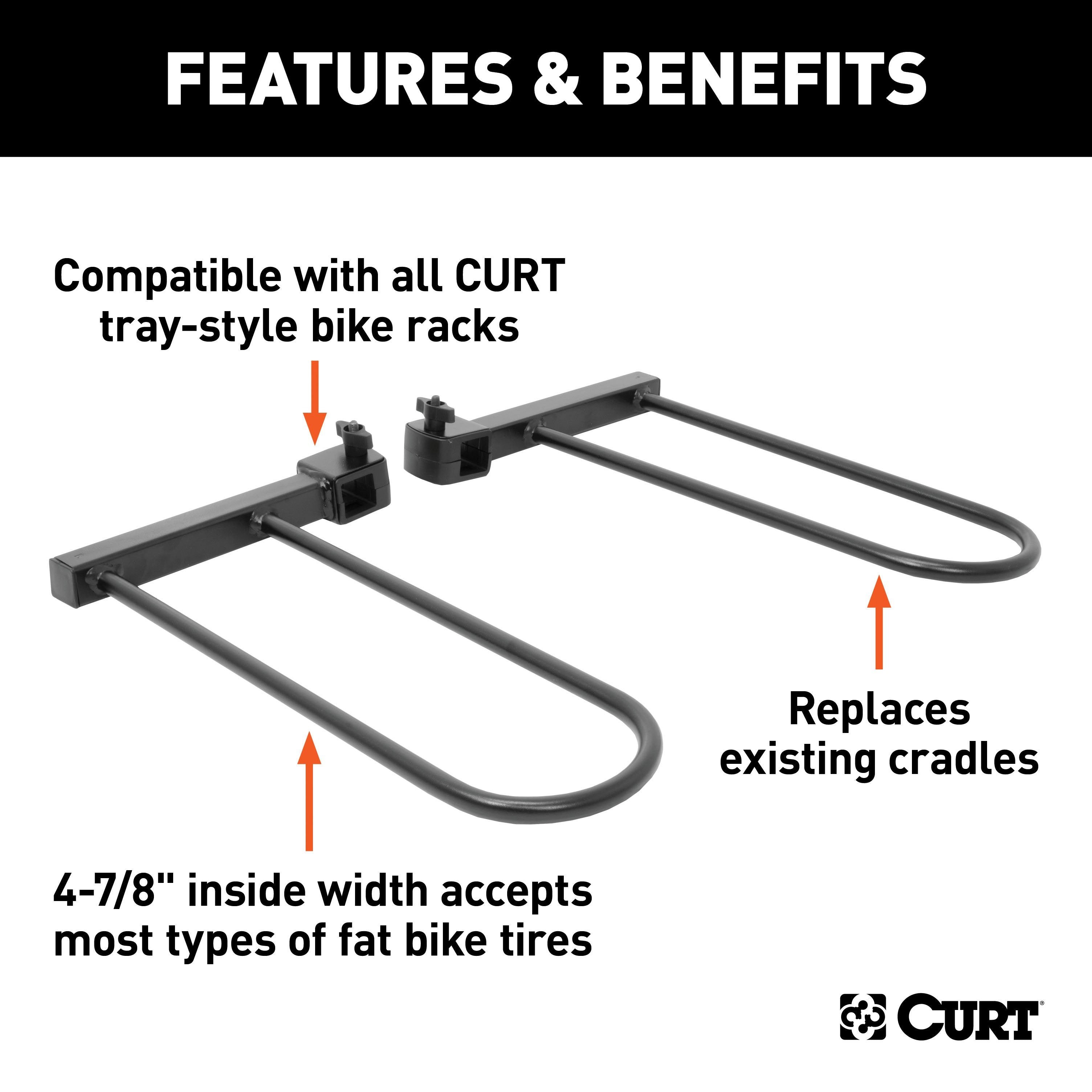 CURT Tray-Style Bike Rack Cradles for Fat Tires Up to 4-7/8 Inches Wide, 2-Pack Model 18091