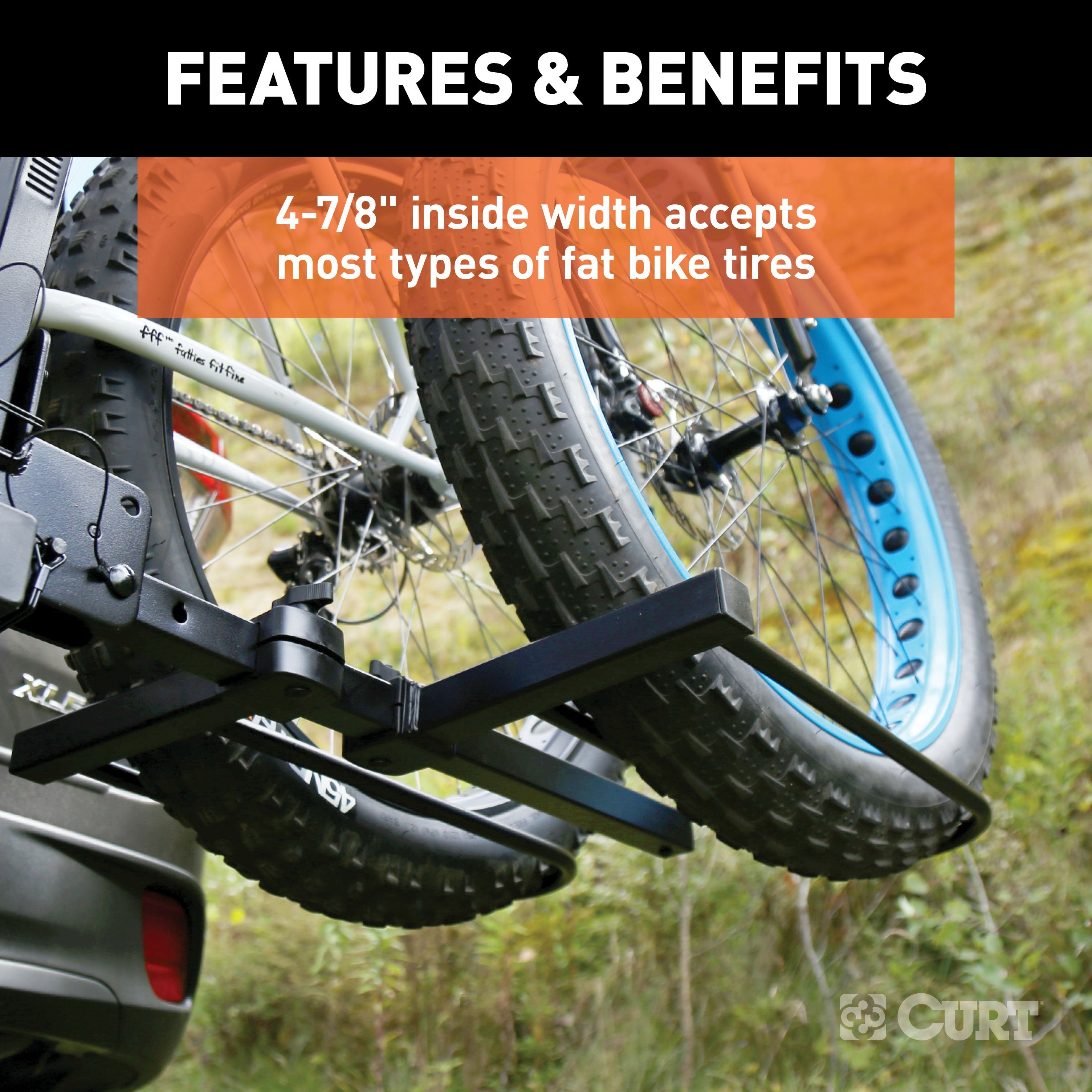 CURT Tray-Style Bike Rack Cradles for Fat Tires Up to 4-7/8 Inches Wide, 2-Pack Model 18091