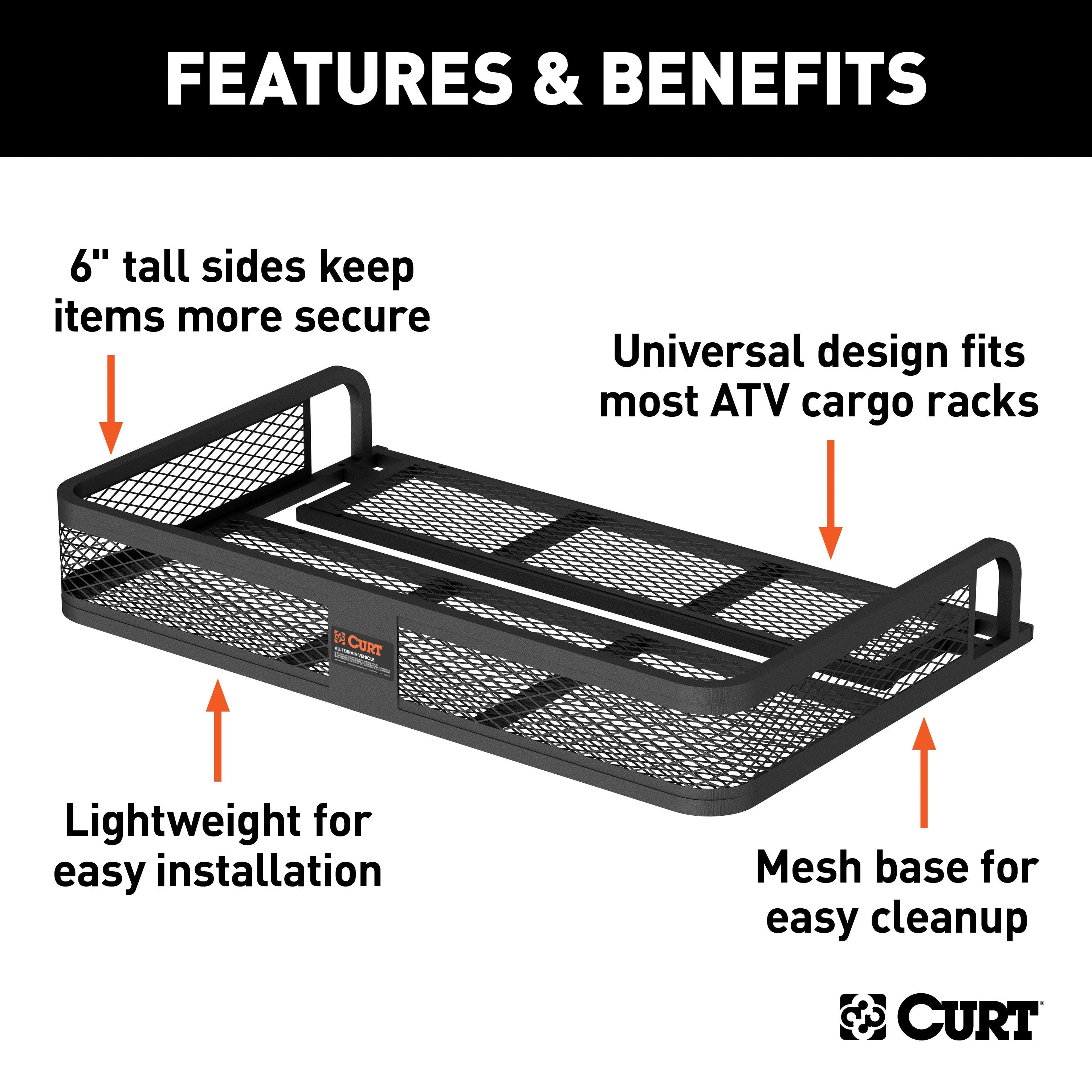 CURT 41 x 26-Inch Universal ATV Cargo Carrier, Black Steel Model 18101