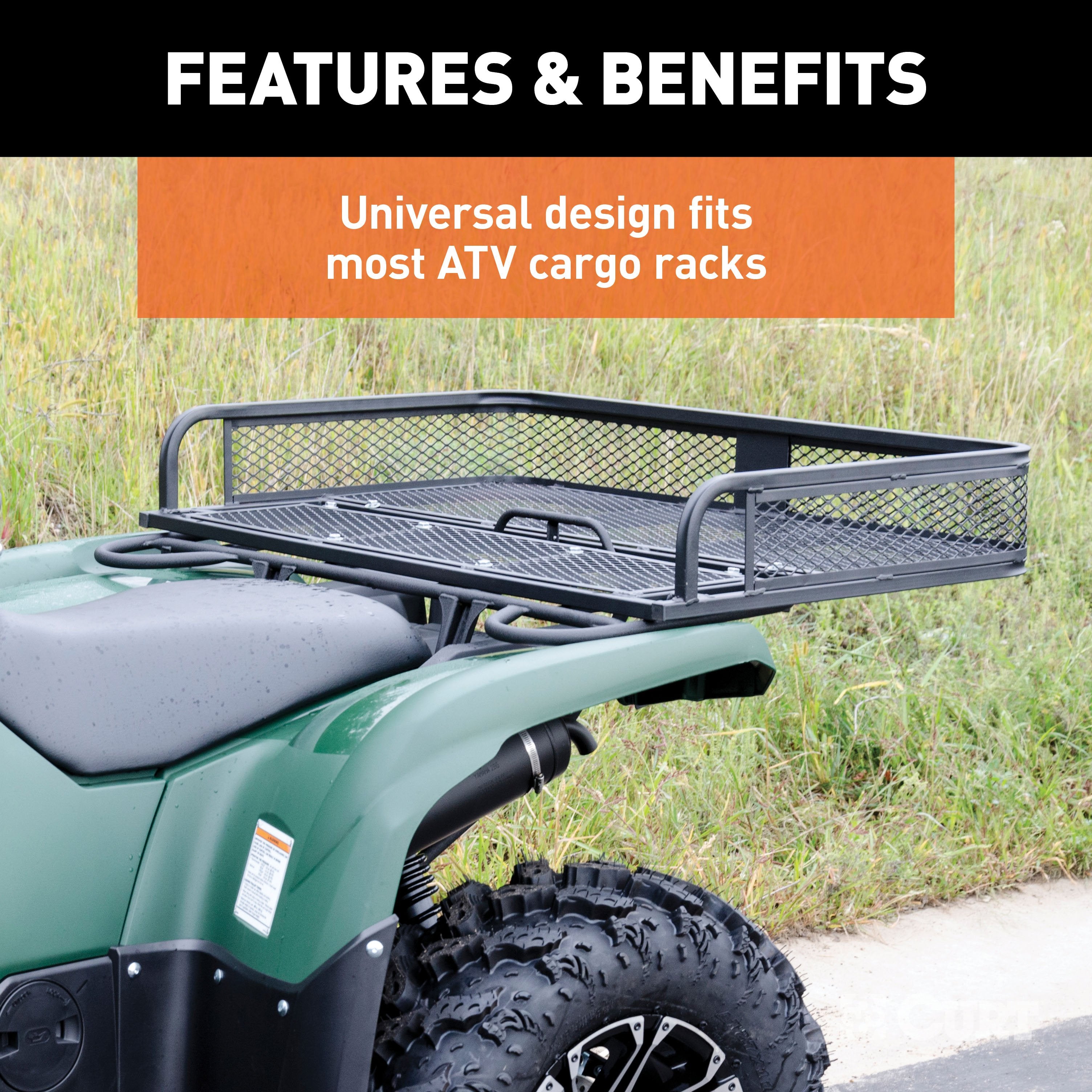 CURT 41 x 26-Inch Universal ATV Cargo Carrier, Black Steel Model 18101