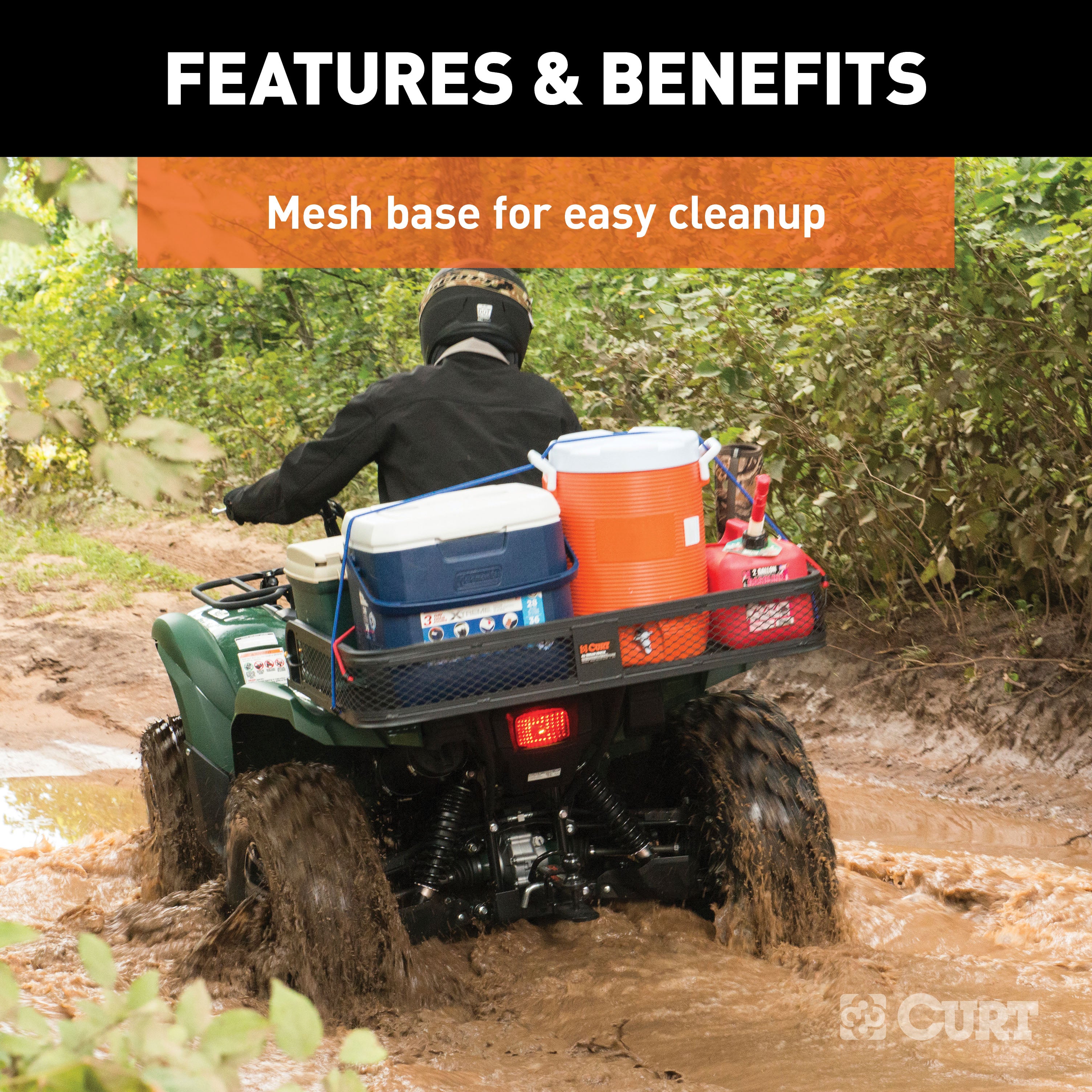CURT 41 x 26-Inch Universal ATV Cargo Carrier, Black Steel Model 18101