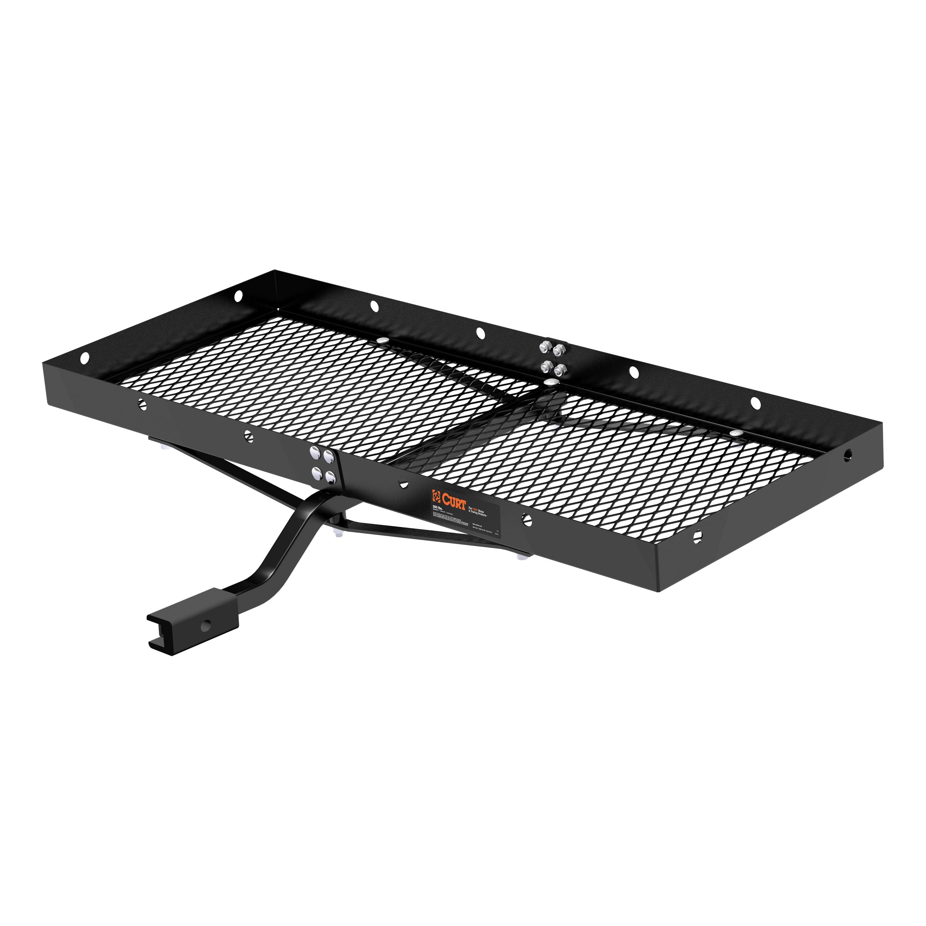 CURT 48 x 20-Inch Tray Hitch Cargo Carrier, 300 lbs Capacity, 1-1/4, 2-In Adapter Shank Model 18110