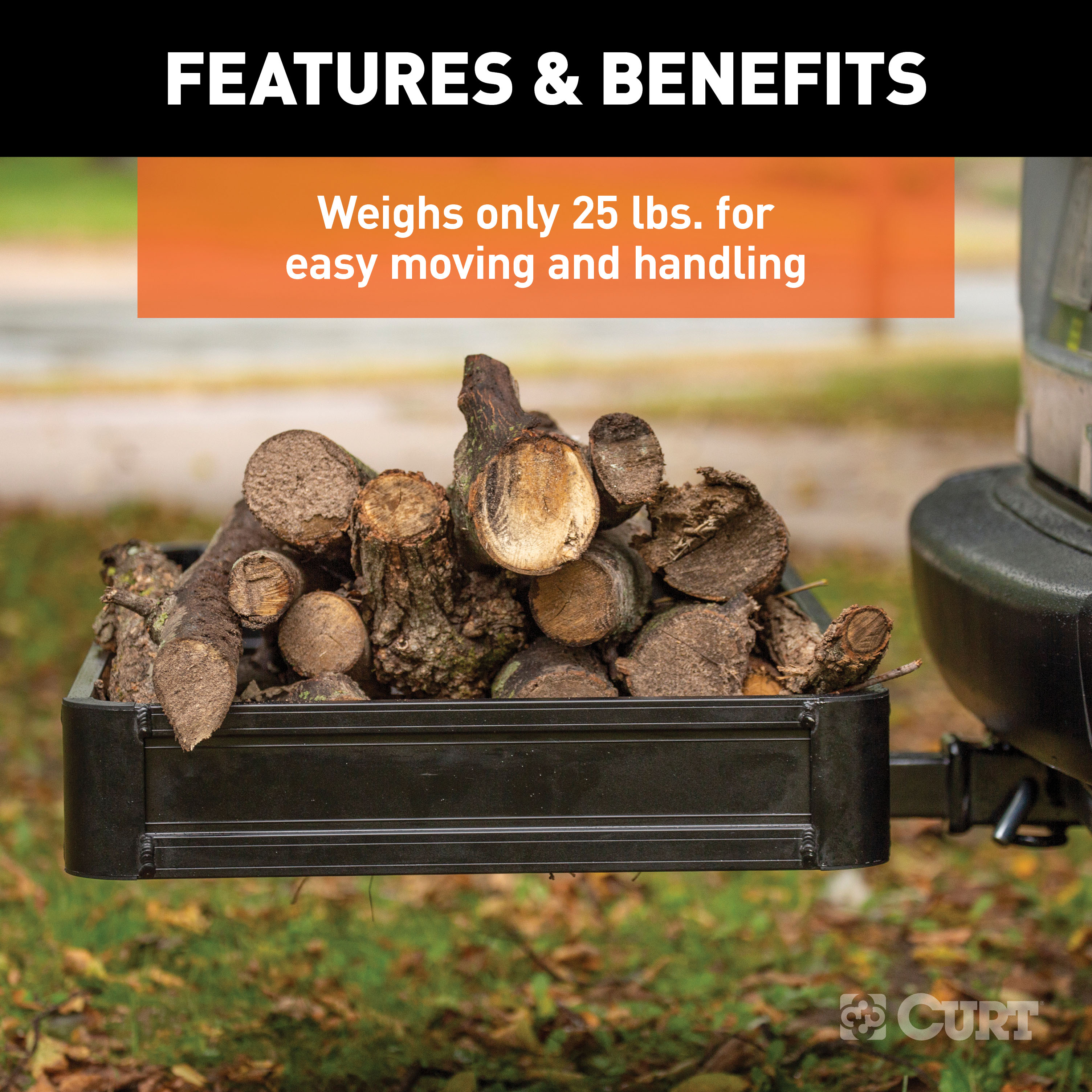 CURT 49 x 22-1/2-Inch Black Aluminum Hitch Cargo Carrier, 500 lbs Capacity, 2-In Fixed Shank Model 18113