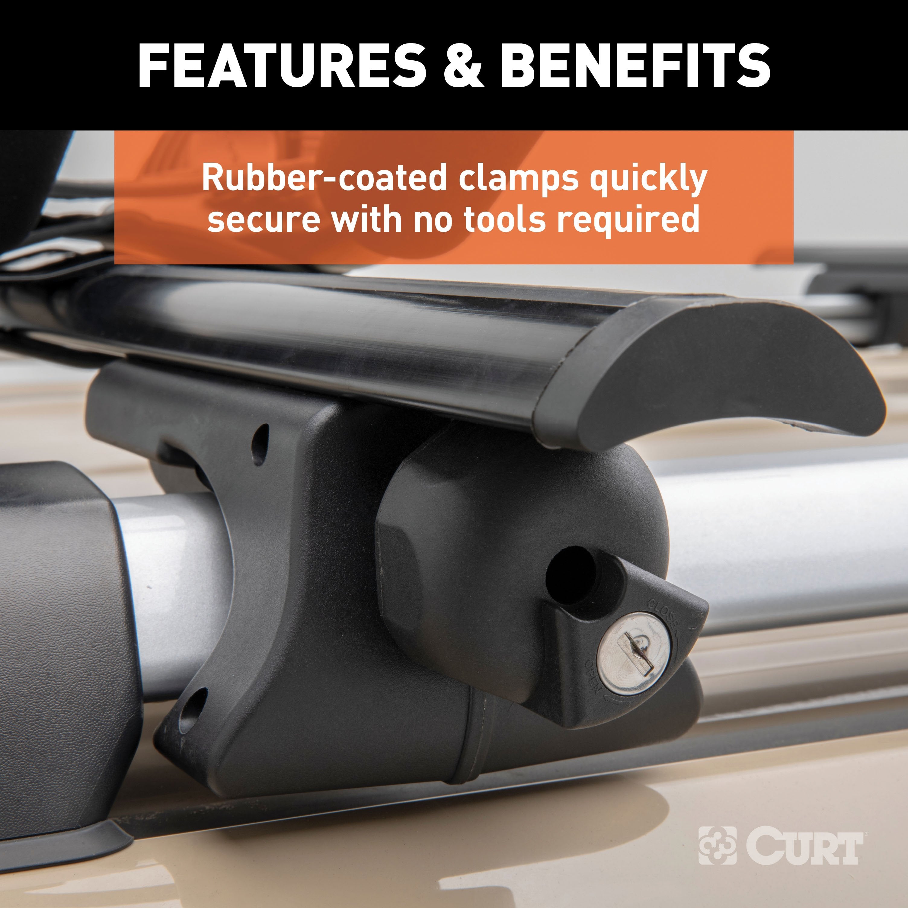 CURT Universal 53-3/8-Inch Black Aluminum Roof Rack Cross Bars, 2-Pack Model 18118