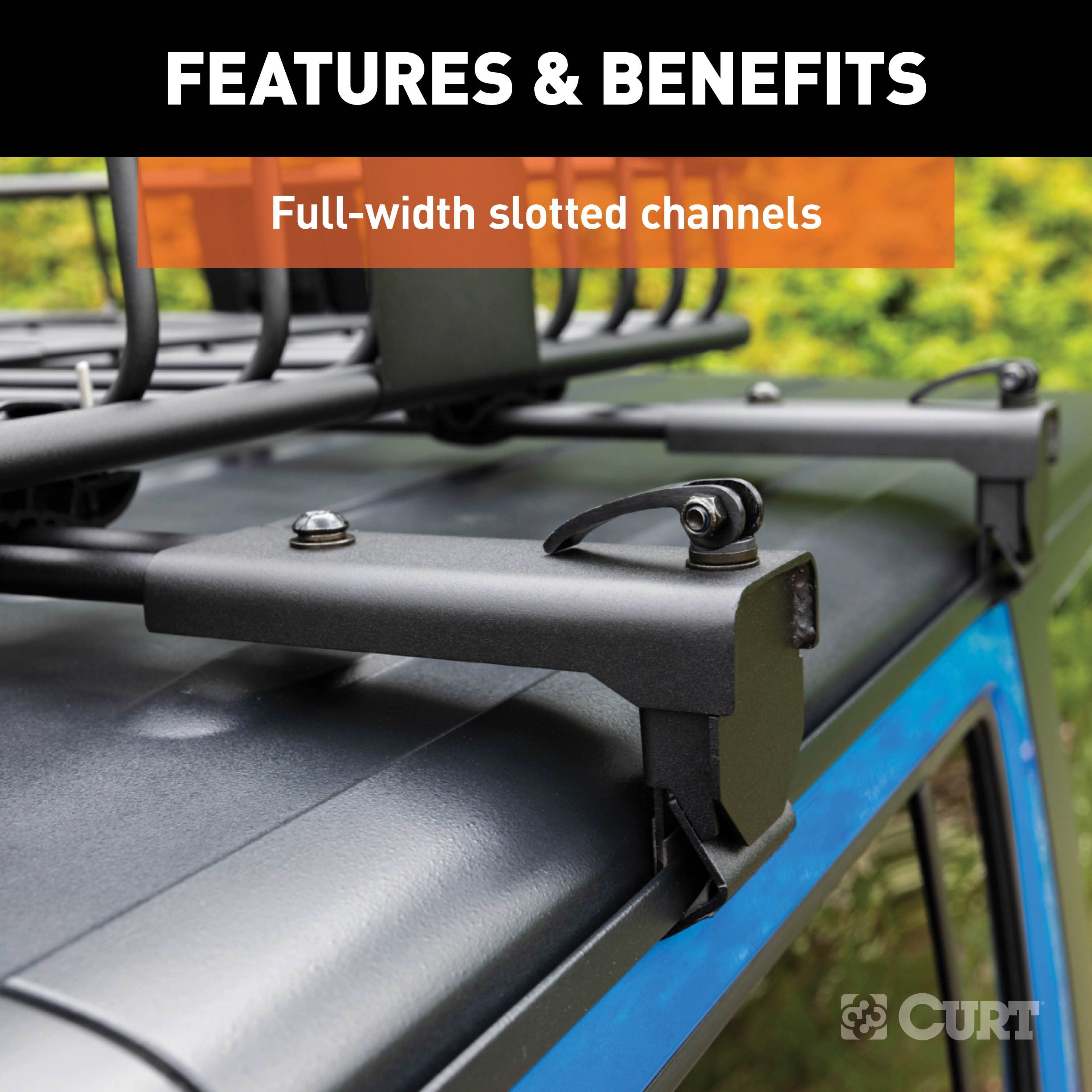 CURT Black Steel Quick-Release Roof Rack Crossbars, Fits Select Jeep Wrangler JK Model 18119