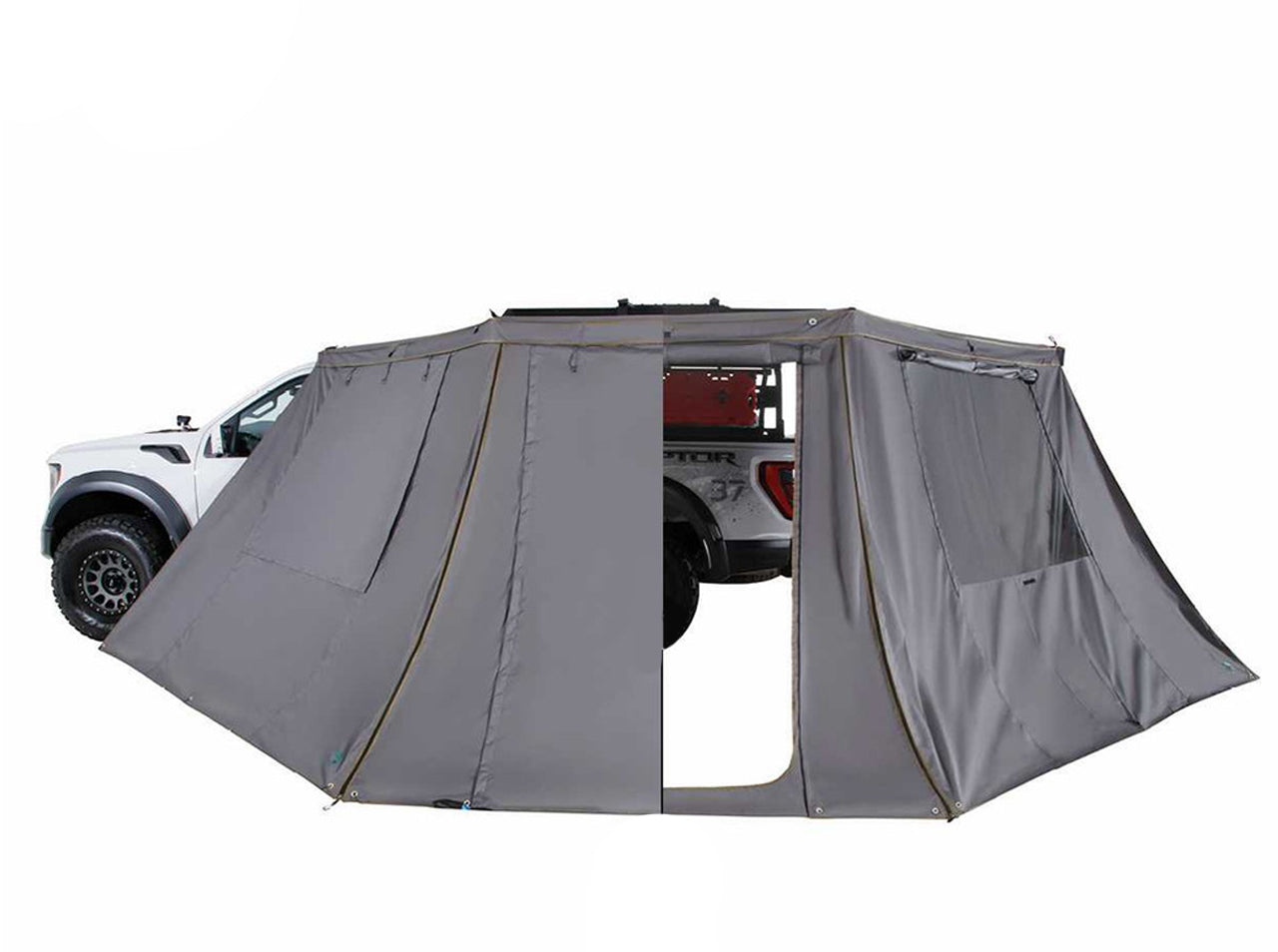 HD Nomadic 180 - LTE Awning Wall, Universal, Grey Body, Green Trim W/Storage Bag Overland Vehicle Systems