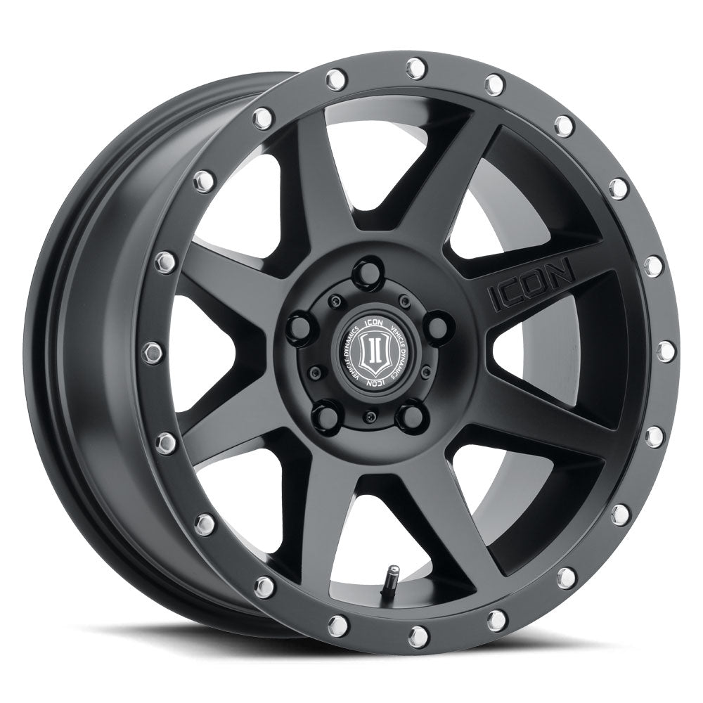 Rebound 17 X 8.5 5 X 4.5 0MM Offset 4.75 Inch Back Space Satin Black, ICON Alloys