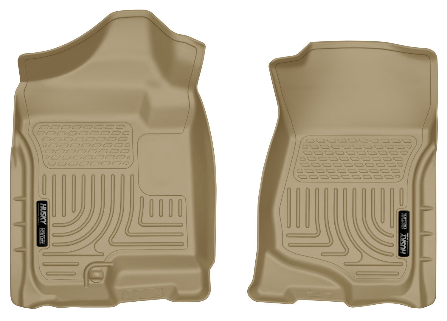 Weatherbeater Front Floor Liners For 2007-2014 Escalade ESV/EXT, Avalanche, Silverado 1500/2500 HD/3500 HD Tan Husky Liners