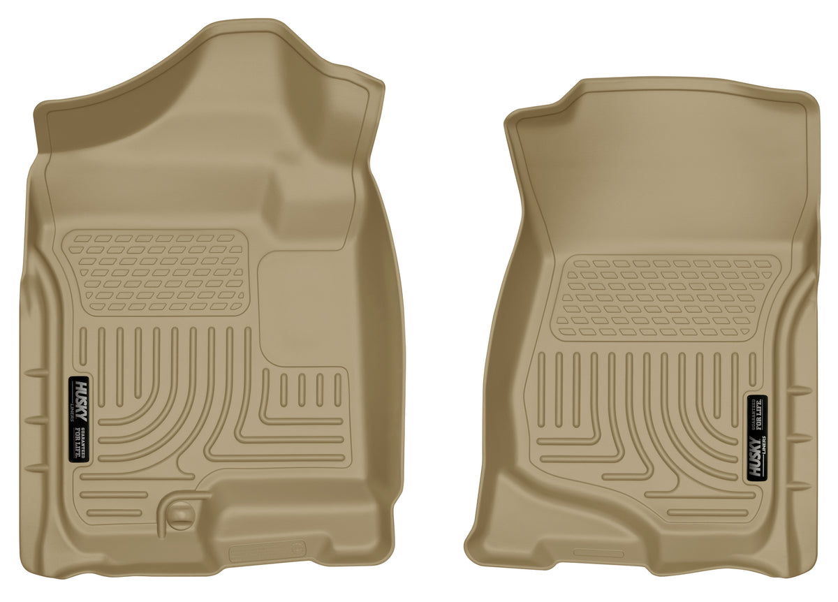 Weatherbeater Front Floor Liners For 2007-2014 Escalade ESV/EXT, Avalanche, Silverado 1500/2500 HD/3500 HD Tan Husky Liners