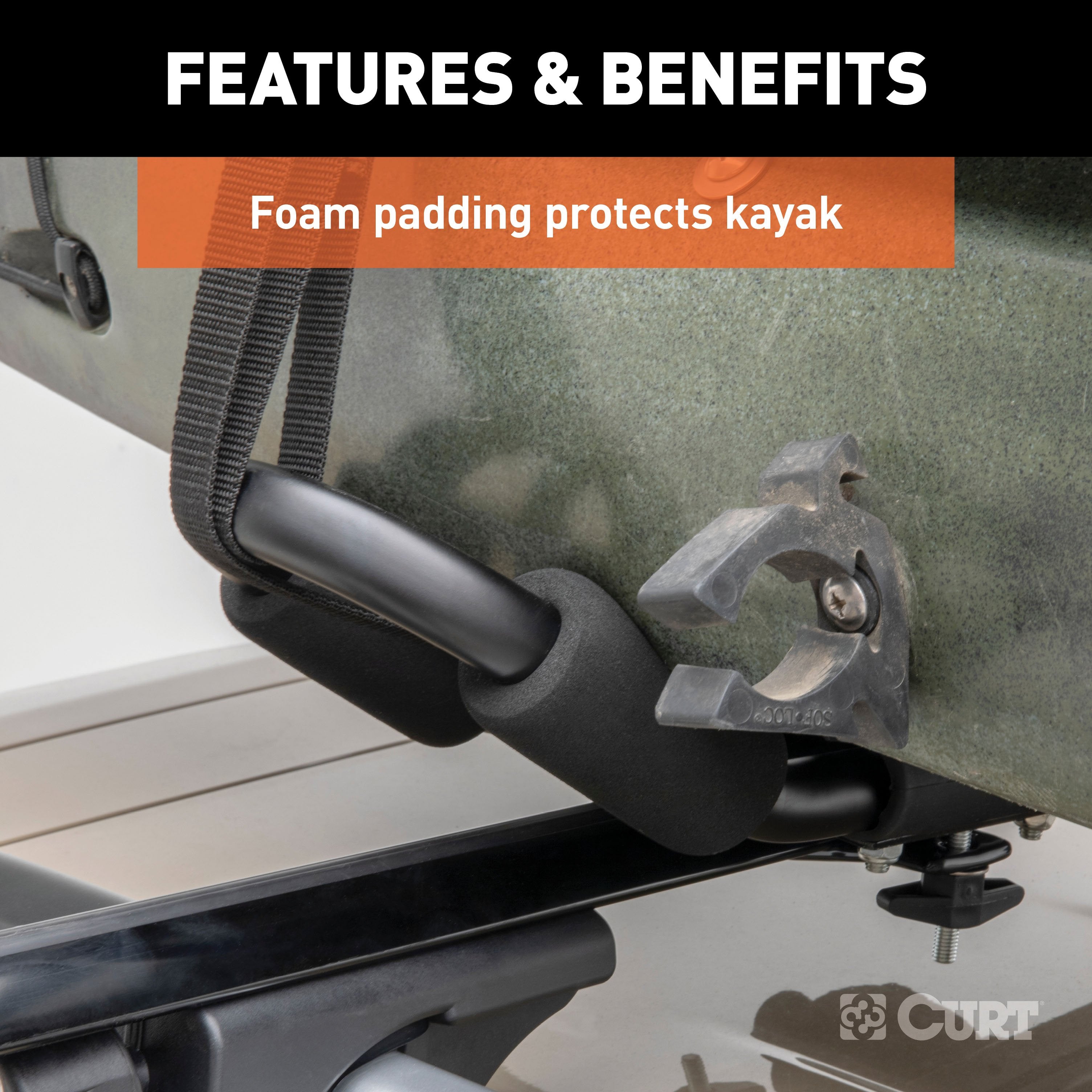 CURT Fully Adjustable Aluminum Universal Kayak Roof Rack Carrier, 2-Pack Model 18320