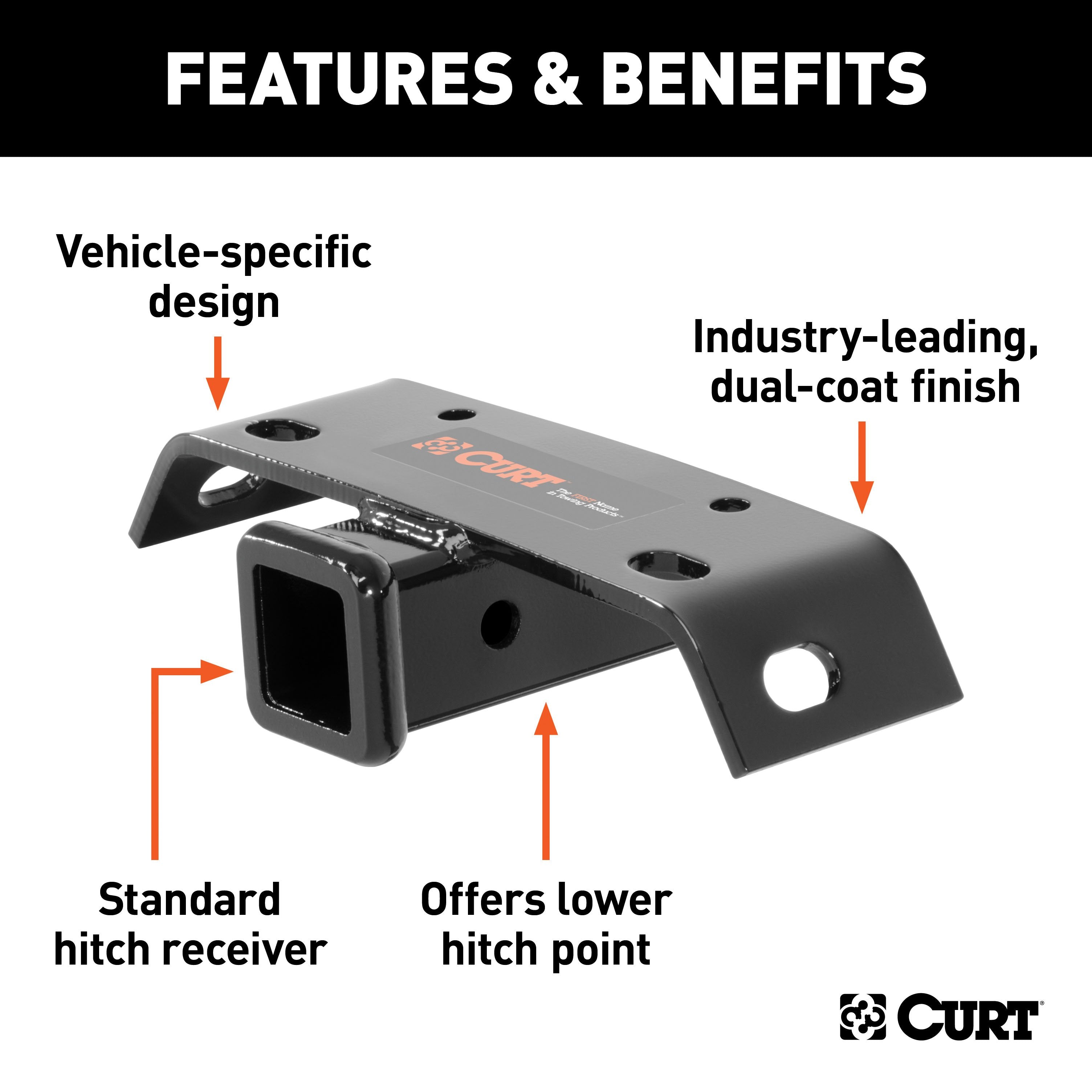 CURT Step Bumper Hitch Receiver, 2-Inch, 5,000 lbs. Model 19030
