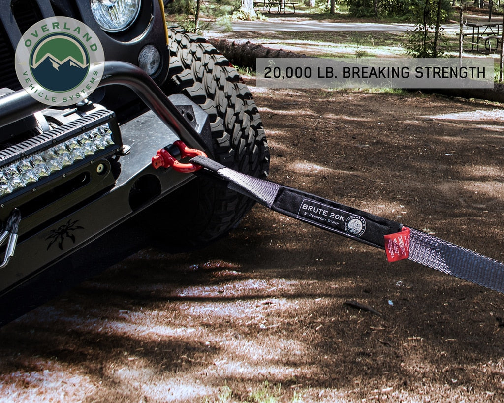 Tow Strap 20000 lbs - 2 x 30' Gray With Black Ends Overland Vehicle Systems